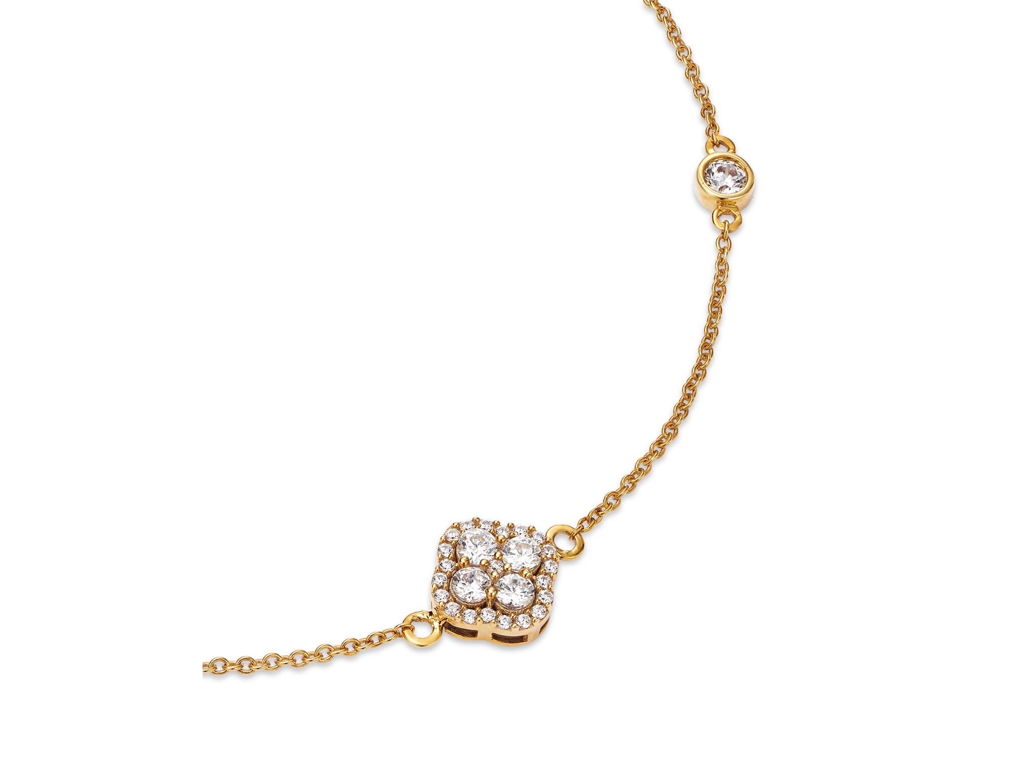 Diamond Clover Station Bracelet in 14K Yellow Gold, 0.70 tcw — Image 3