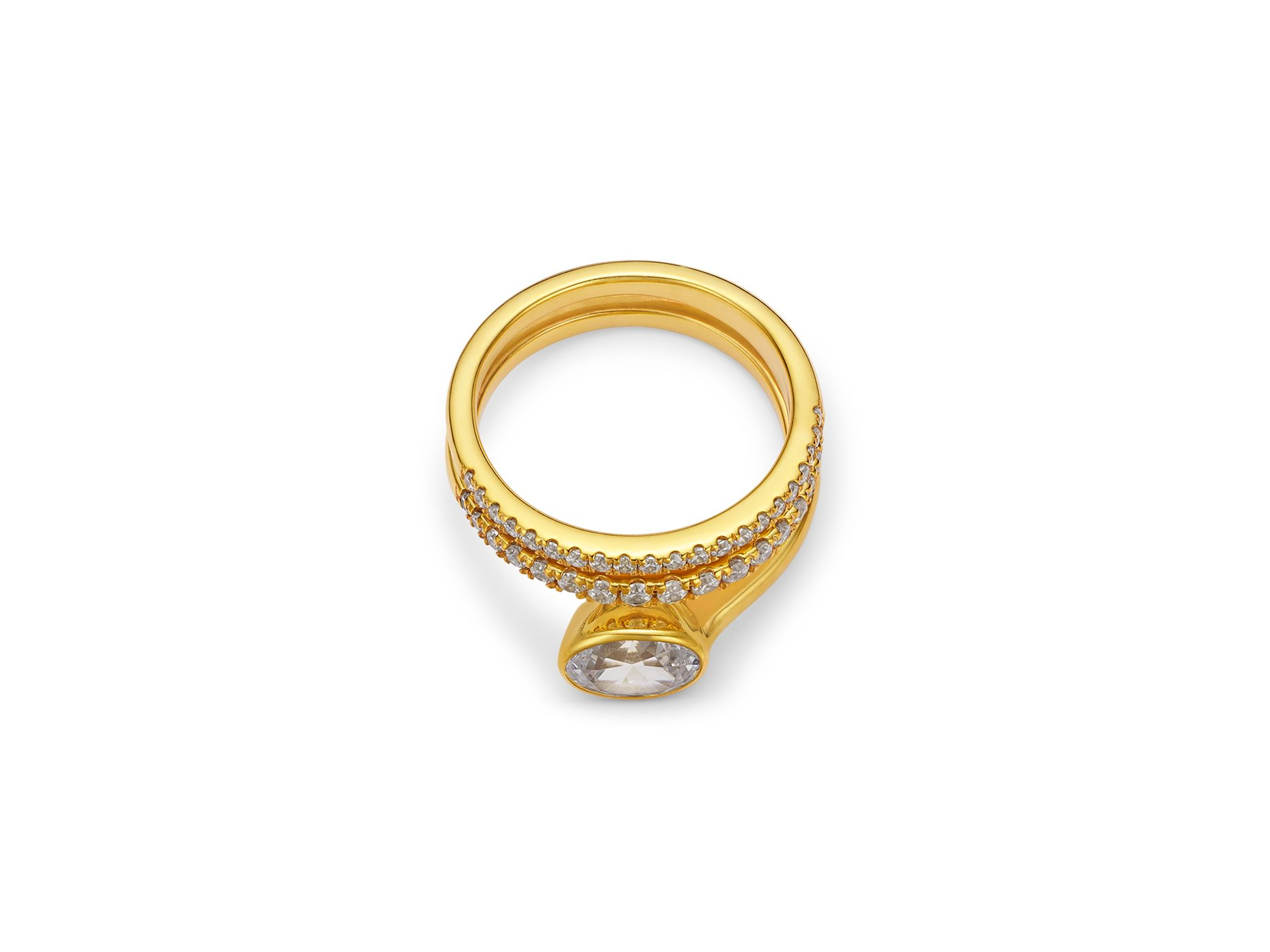 Certified Lab Grown Diamond Oval & Round Bypass Ring in 14K Yellow Gold, 2.0 tcw — Image 3