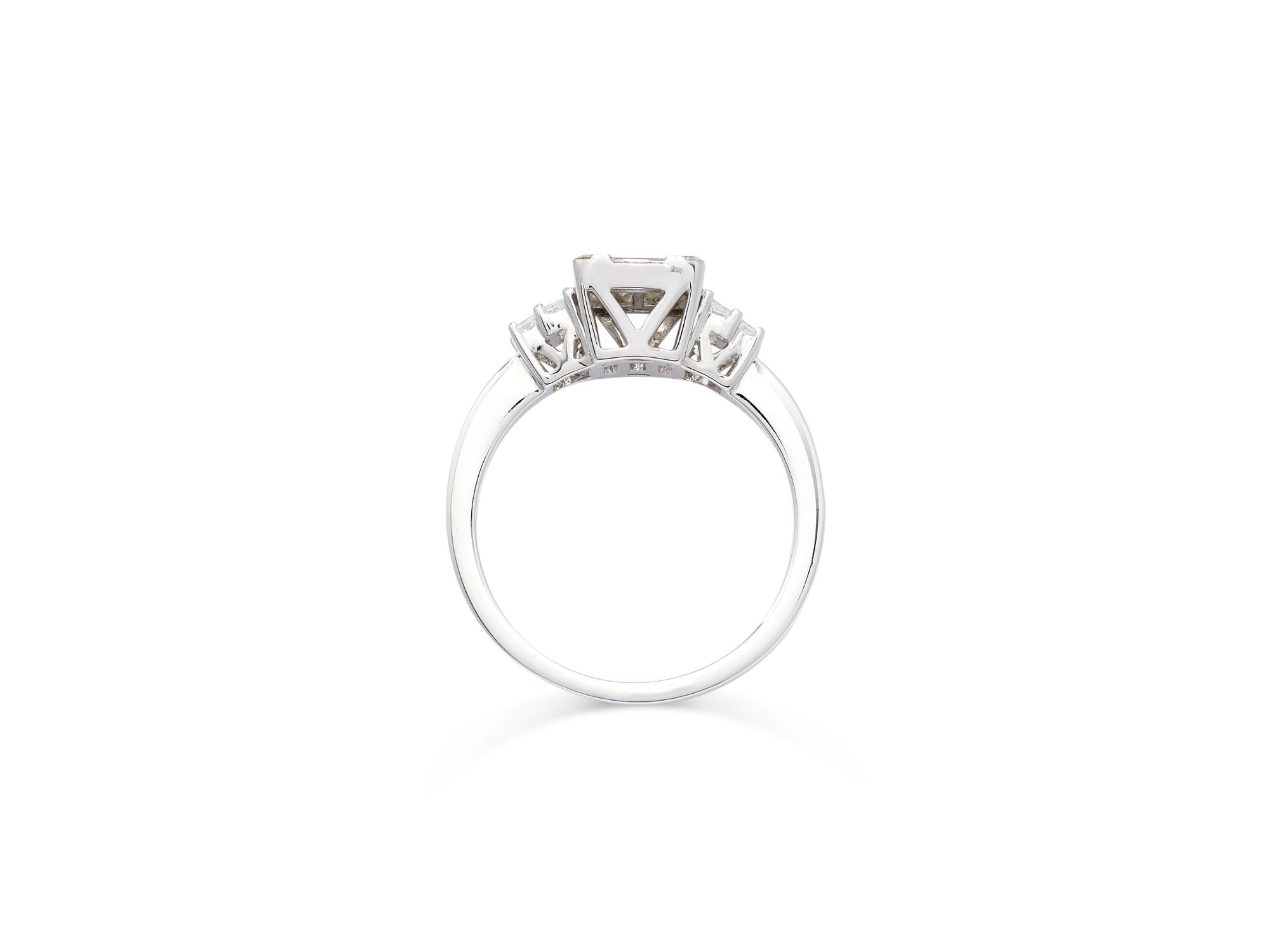 Diamond Baguette Cluster Ring in 14K White Gold, 0.95 tcw — Image 3