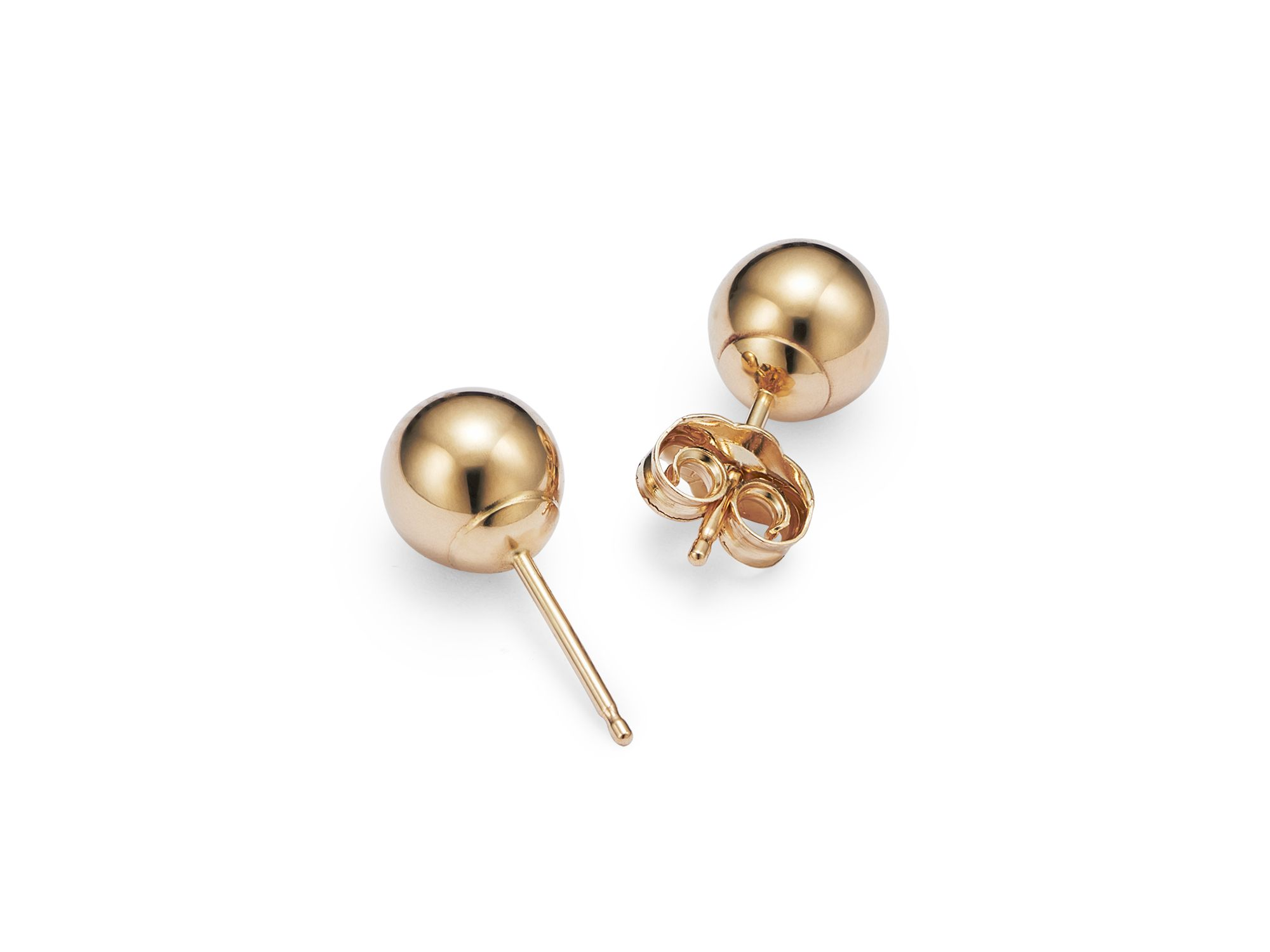 14K Yellow Gold Ball Stud Earrings — Image 4