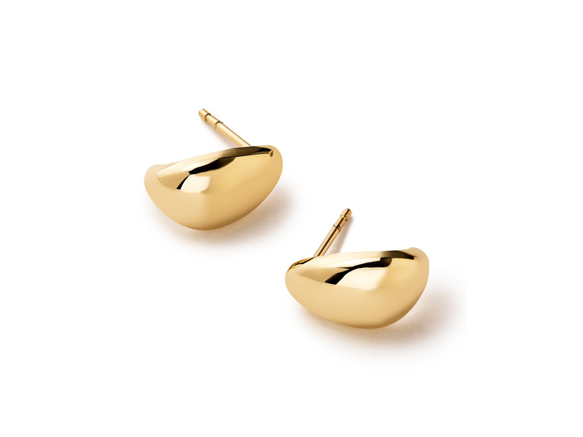 Gold Stud Earrings - Gold Teardrop Huggie Studs — Image 5