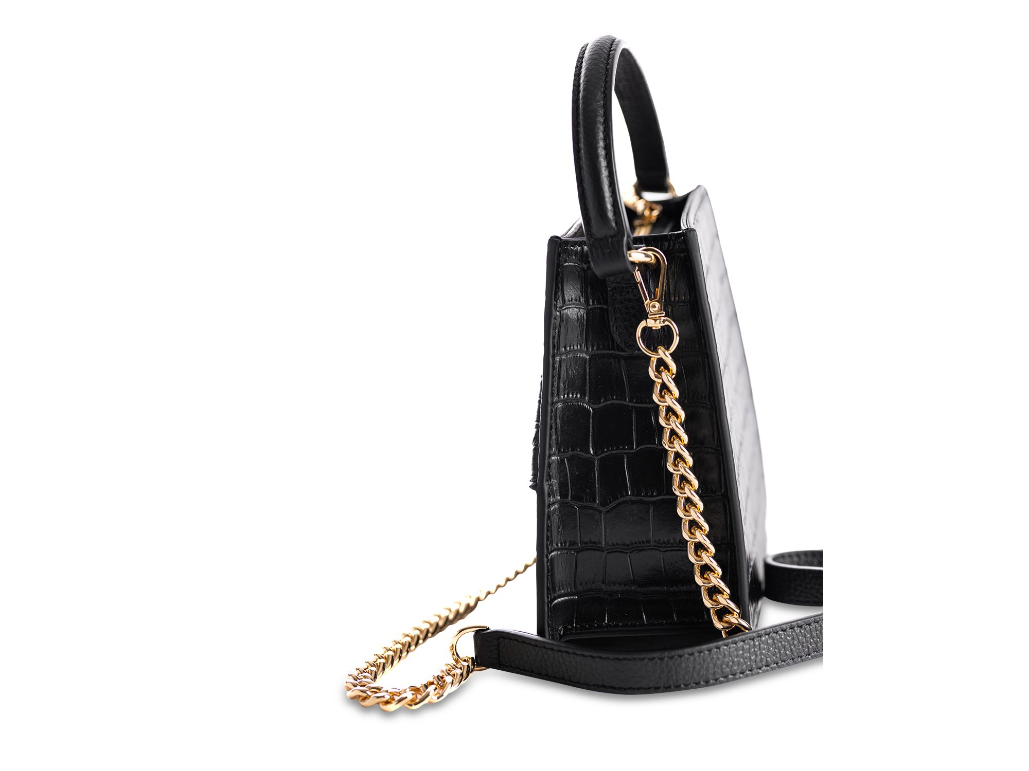 Kandi Croc Embossed Leather Handbag — Image 8