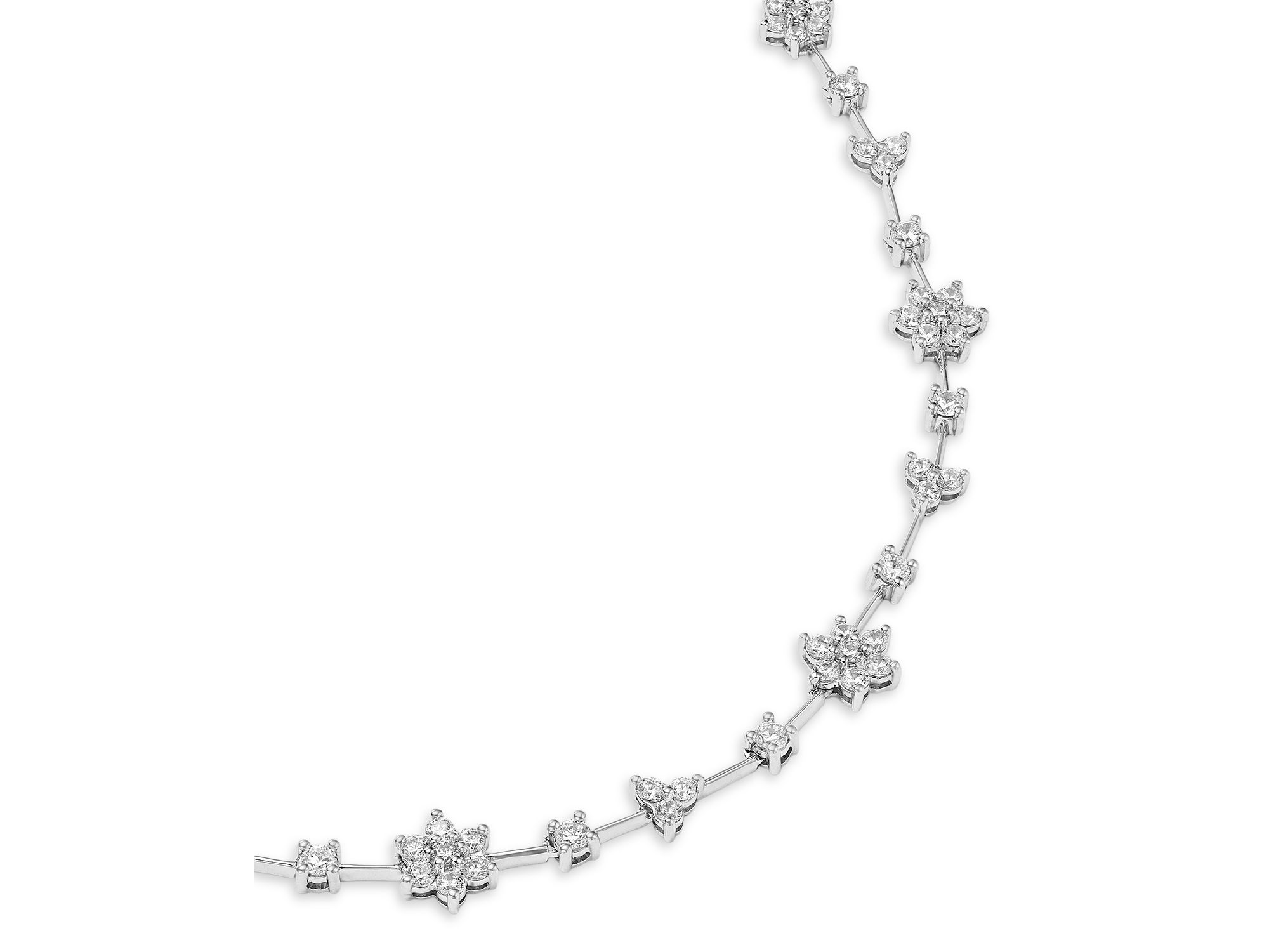 Diamond Flower Necklace in 14K White Gold, 3.0 tcw — Image 3