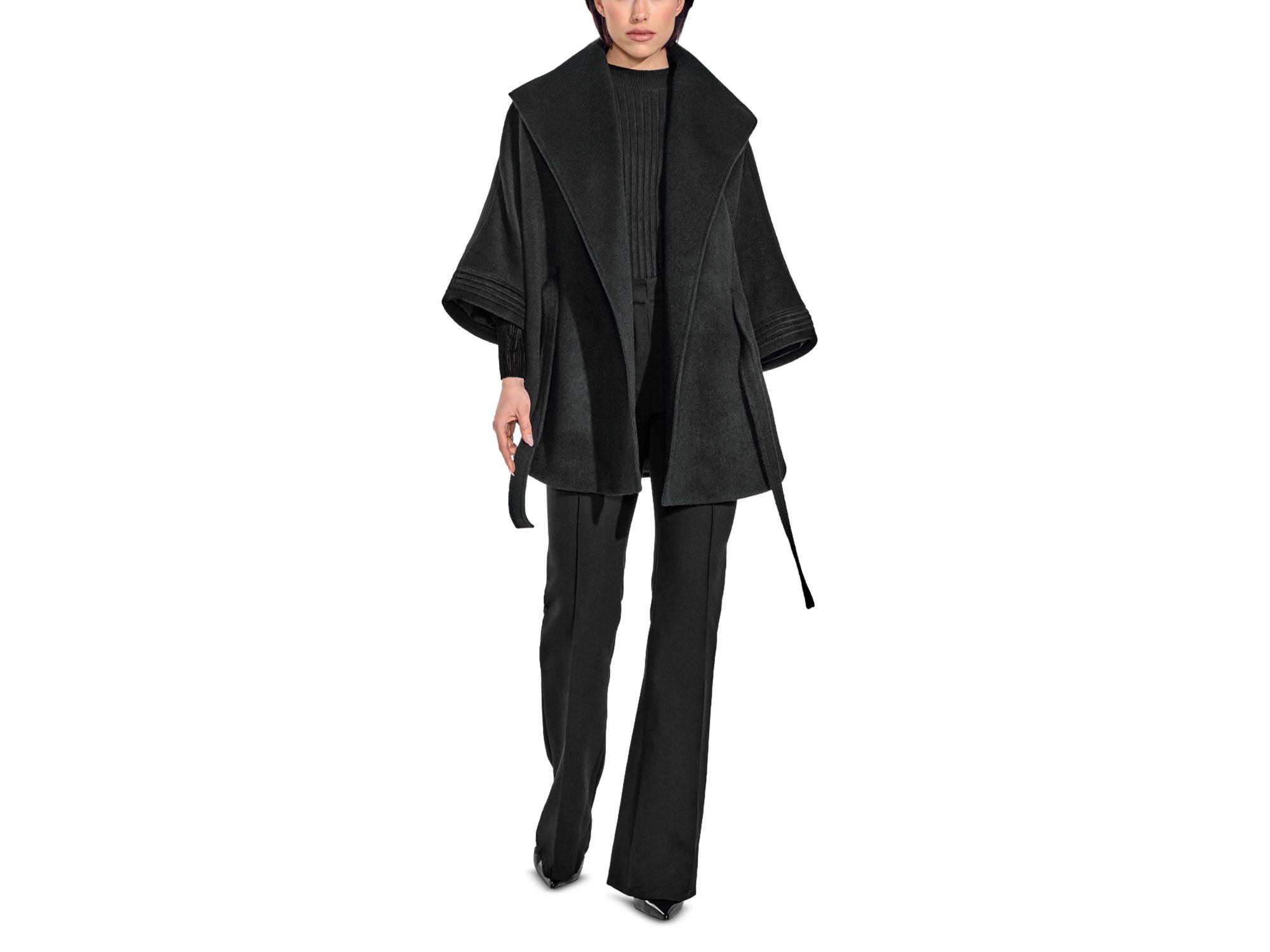 Belted Shawl Collar Cape Coat — Image 4