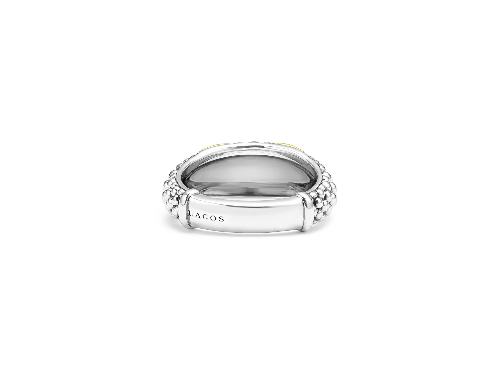 18K Yellow Gold & Sterling Silver Embrace X & Caviar Bead Statement Ring — Image 5