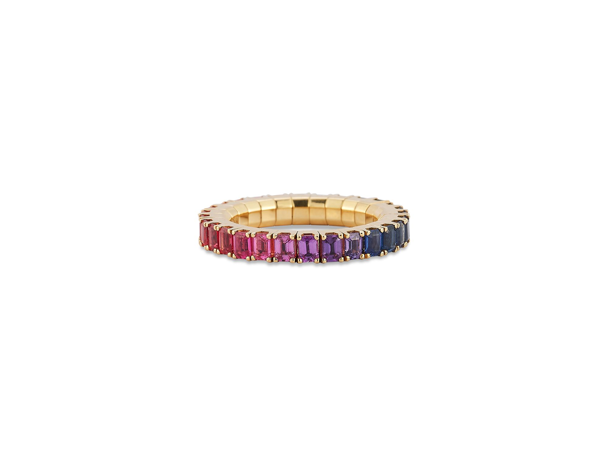 Rainbow Sapphire Stretch Eternity Ring - Image 1