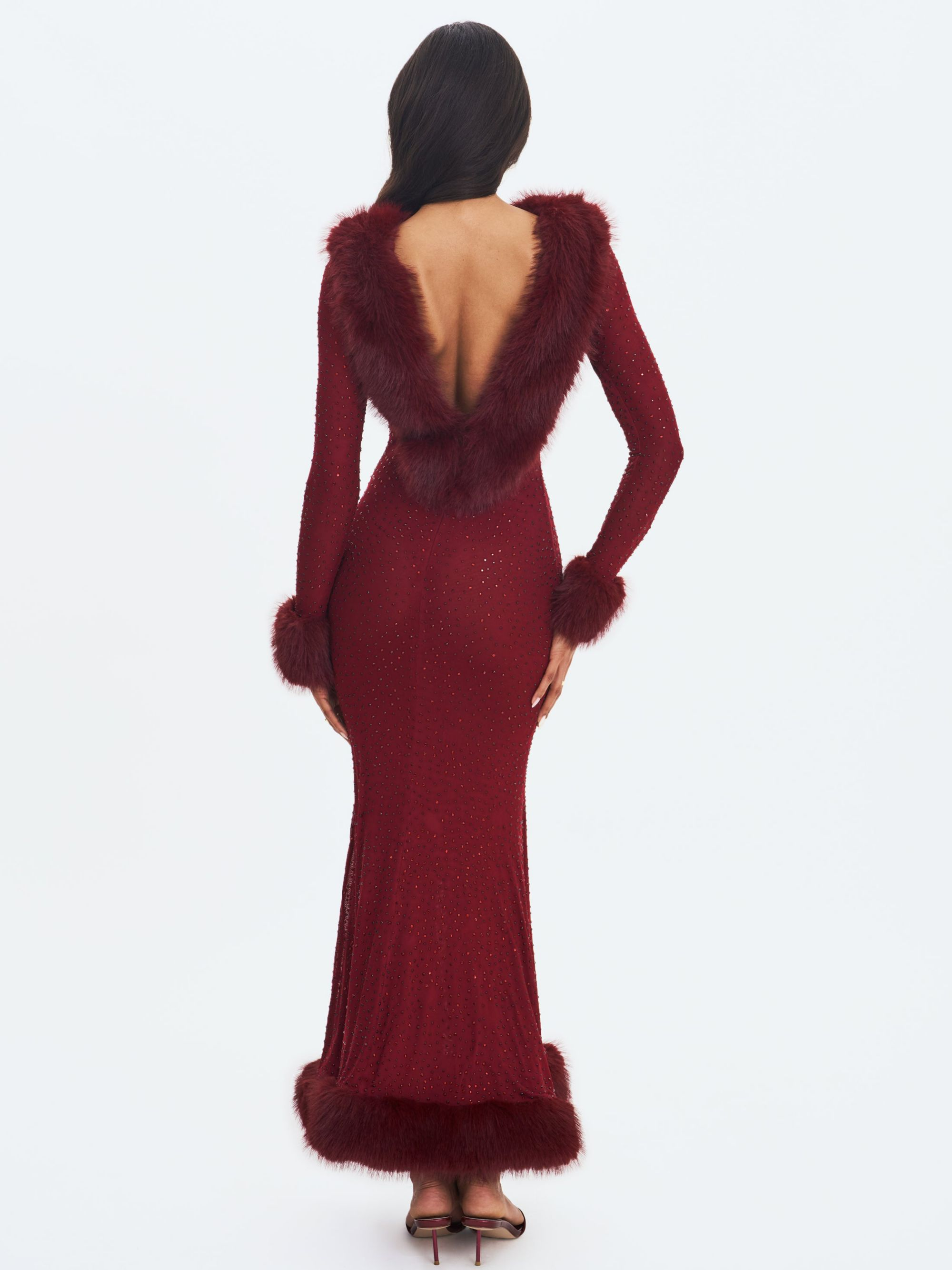 Melrose Petite-Length Rhinestone Mesh Low Back Mermaid Dress — Image 8