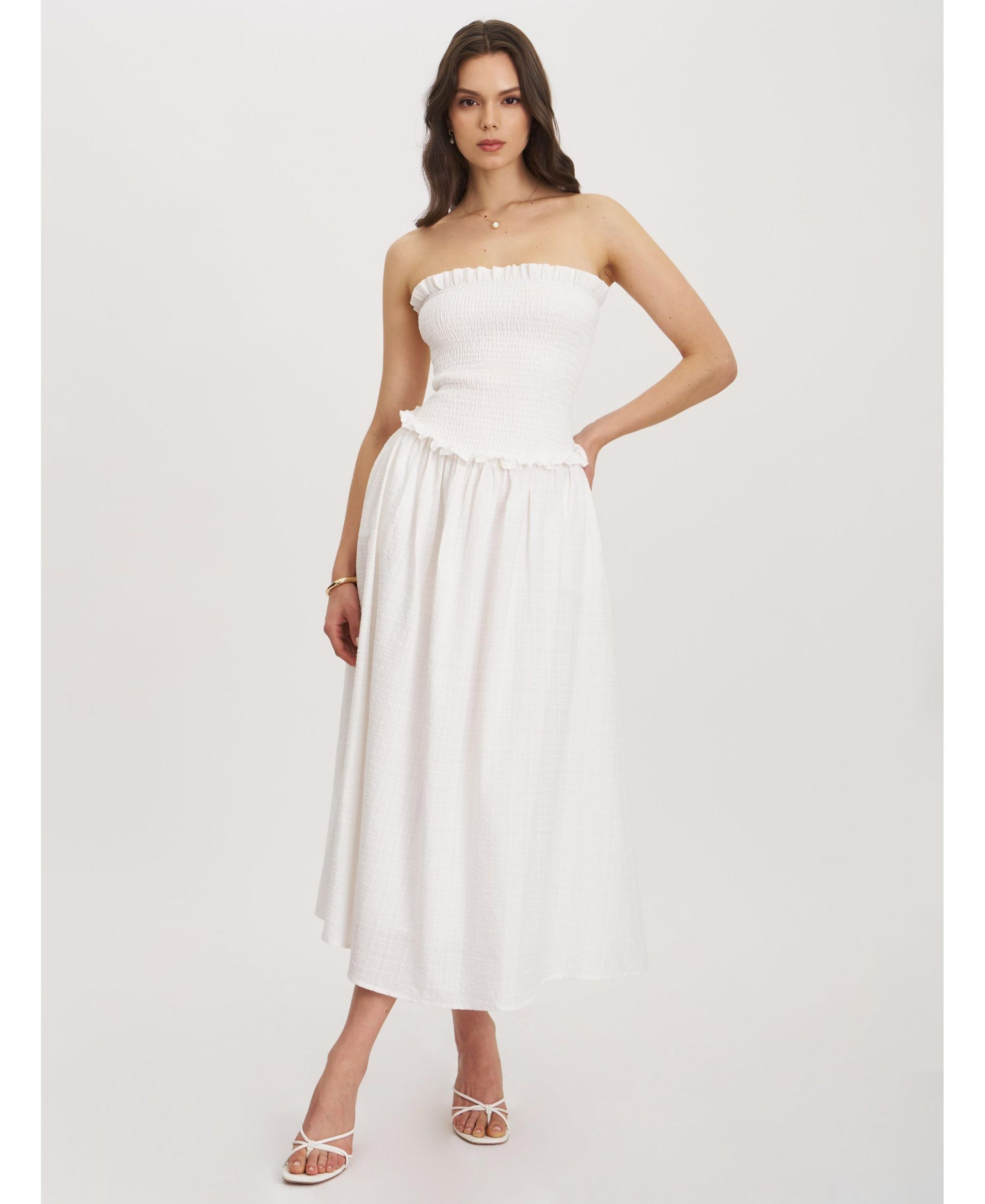 Quadiya Smock Top Strapless Drop Waist Midi Dress — Image 6
