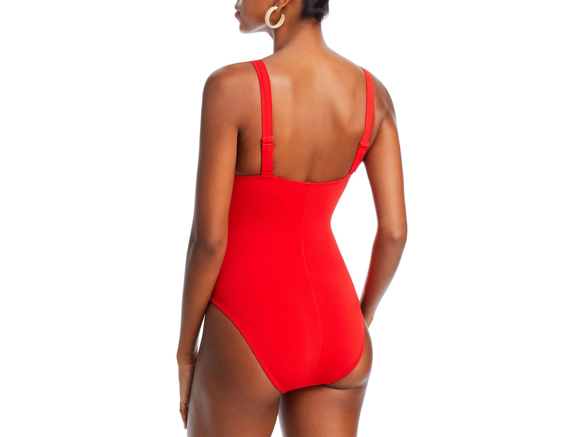 Ava Plunge Neck Tie-Front One Piece Swimsuit — Image 4