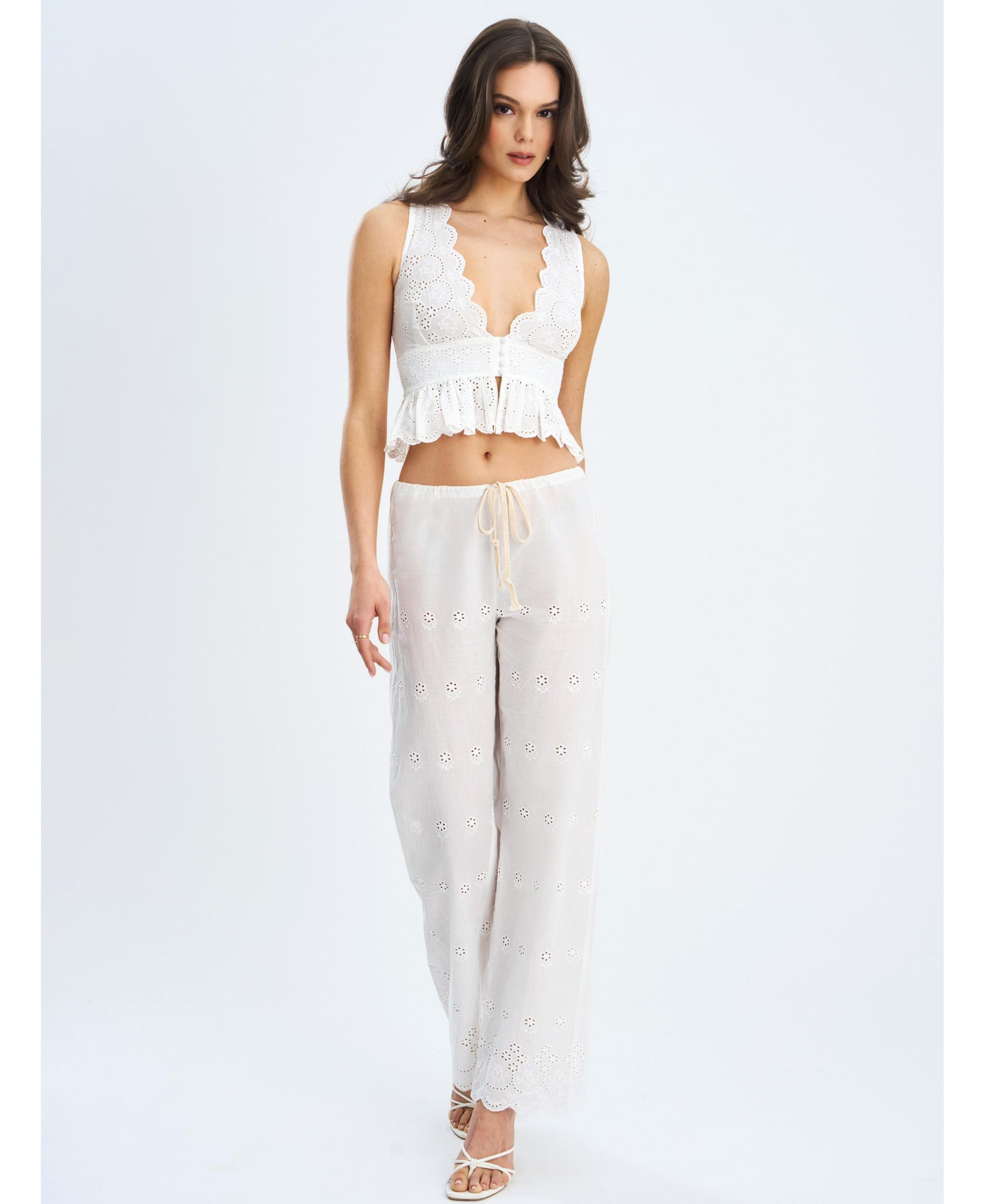 Raina Cotton Eyelet Straight Pants — Image 4