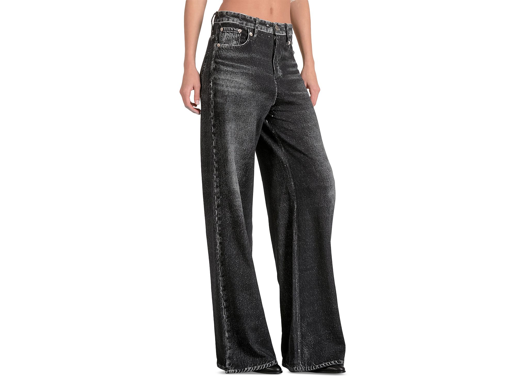 High Rise Wide Leg Jeans in Grey Wash — Image 3