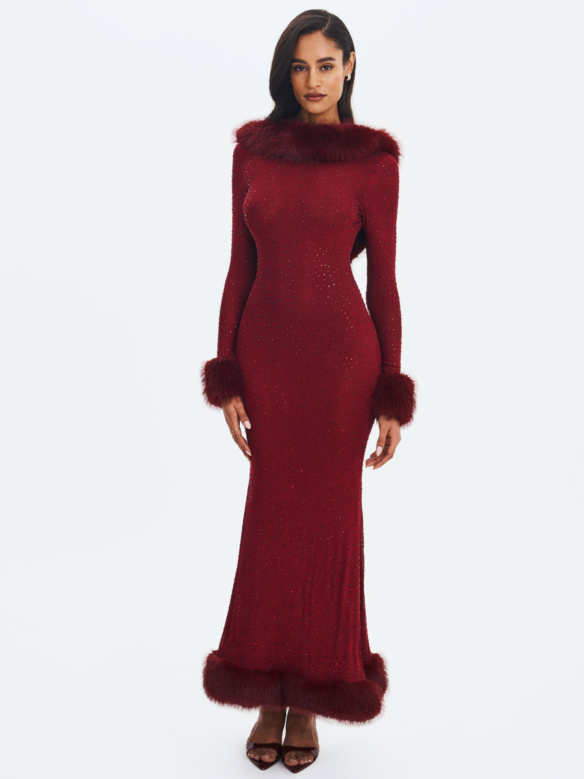 Melrose Petite-Length Rhinestone Mesh Low Back Mermaid Dress — Image 5