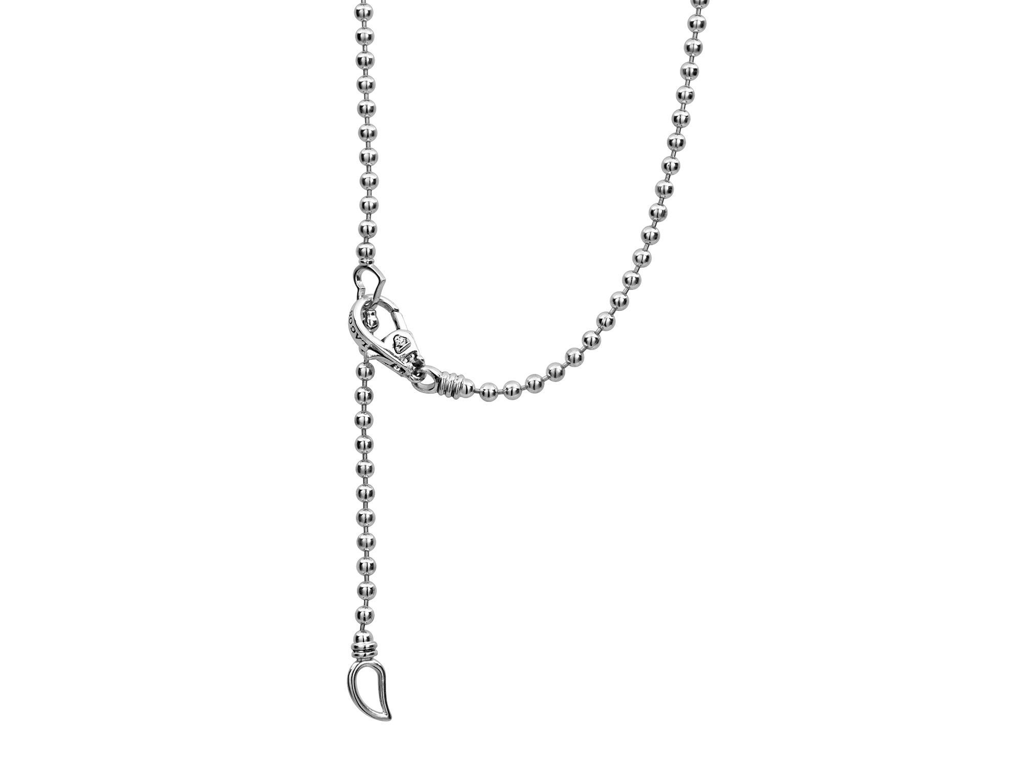 Sterling Silver Caviar Spark Diamond Bar & Ball Chain Necklace, 16" — Image 5