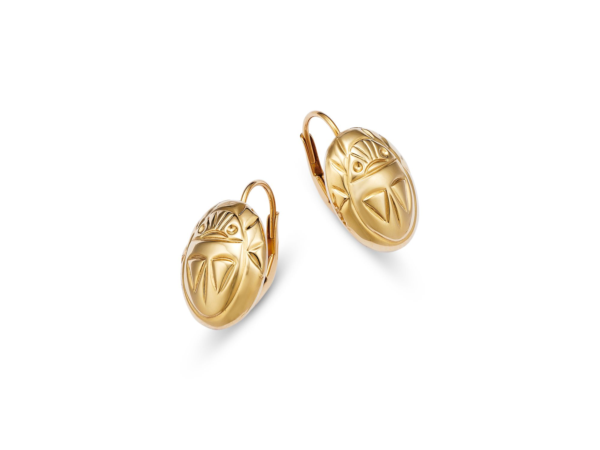 Scarab Drop Earrings in 14K Yellow Gold — Image 4