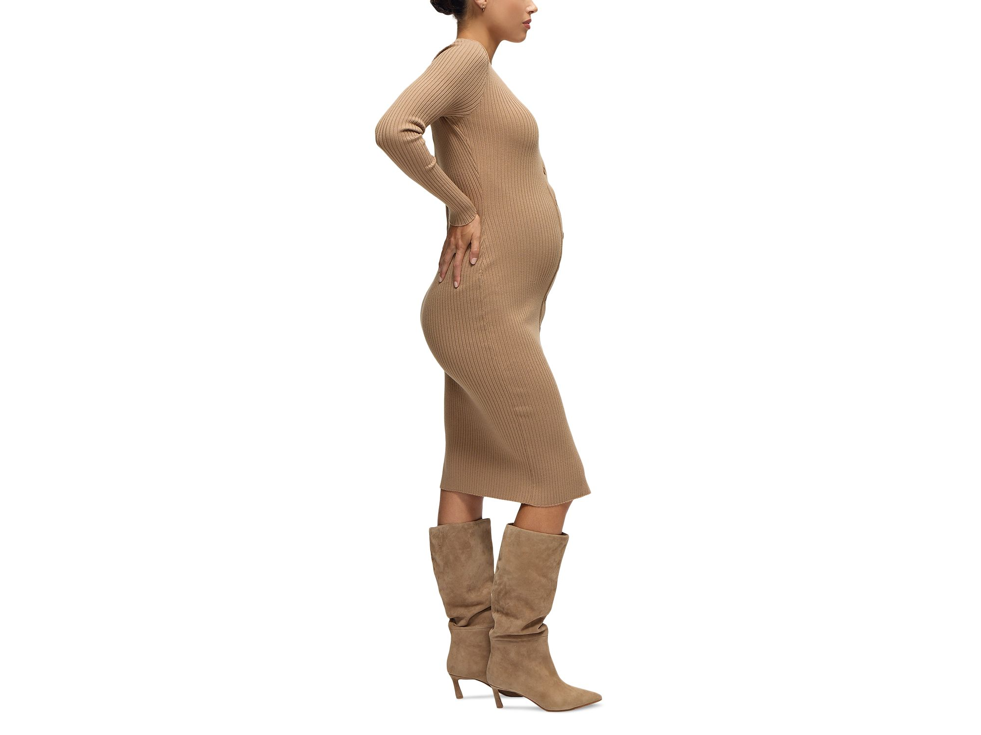 Button Front Sweater Maternity Dress — Image 5