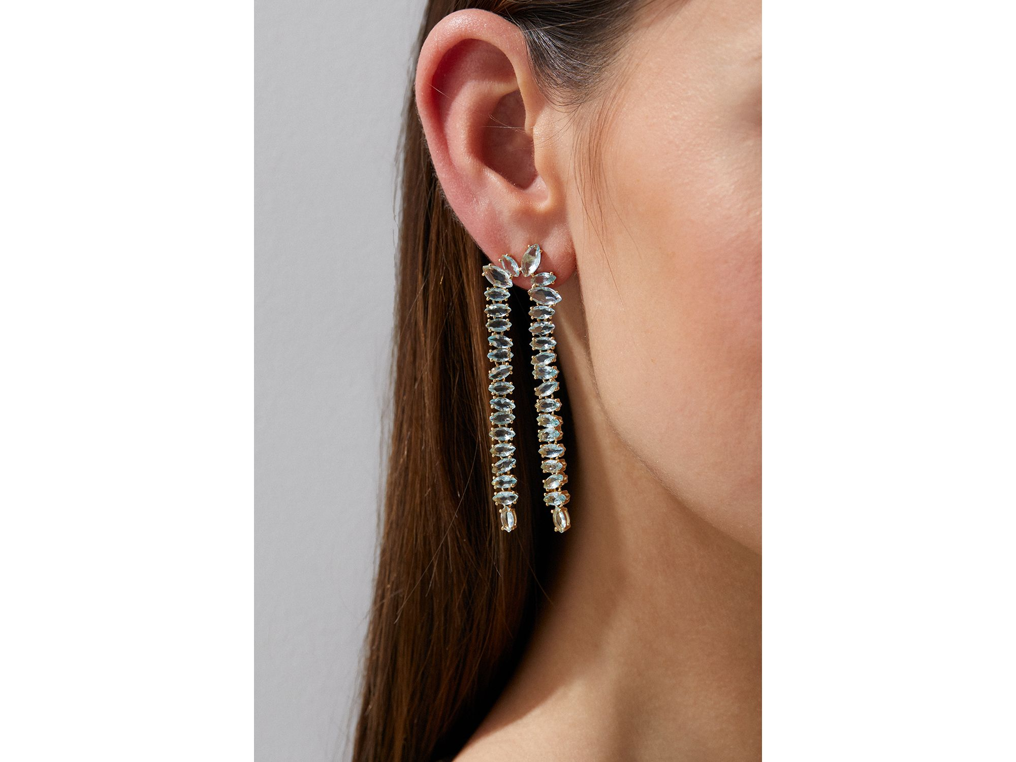 Palm Springs Green Stone Double Strand Drop Earrings — Image 3