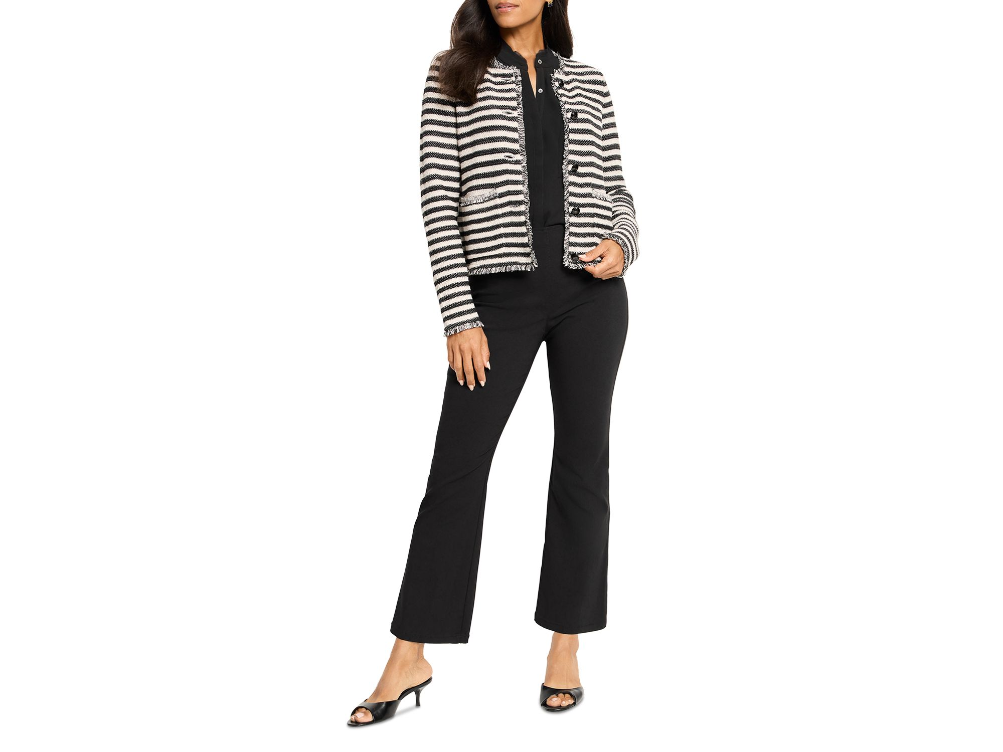 Striped Fringe Mix Femme Knit Jacket — Image 4
