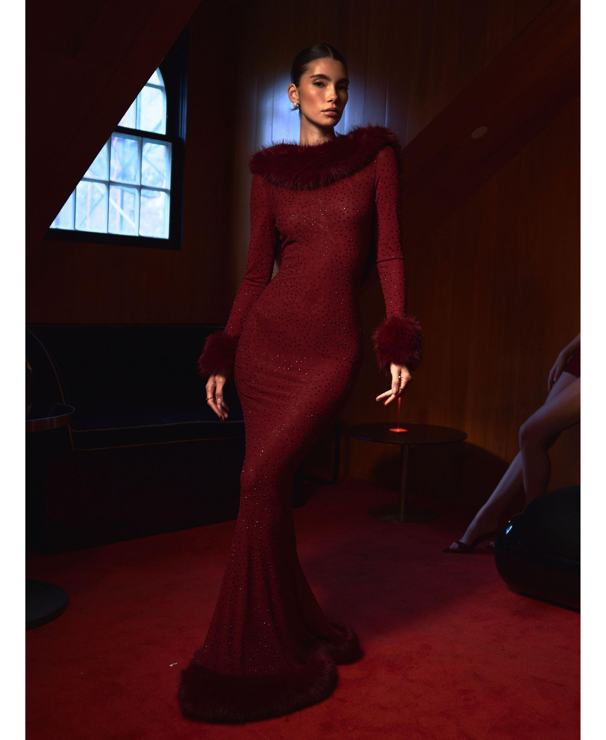 Mellie Regular-Length Rhinestone Mesh Low Back Mermaid Gown — Image 3