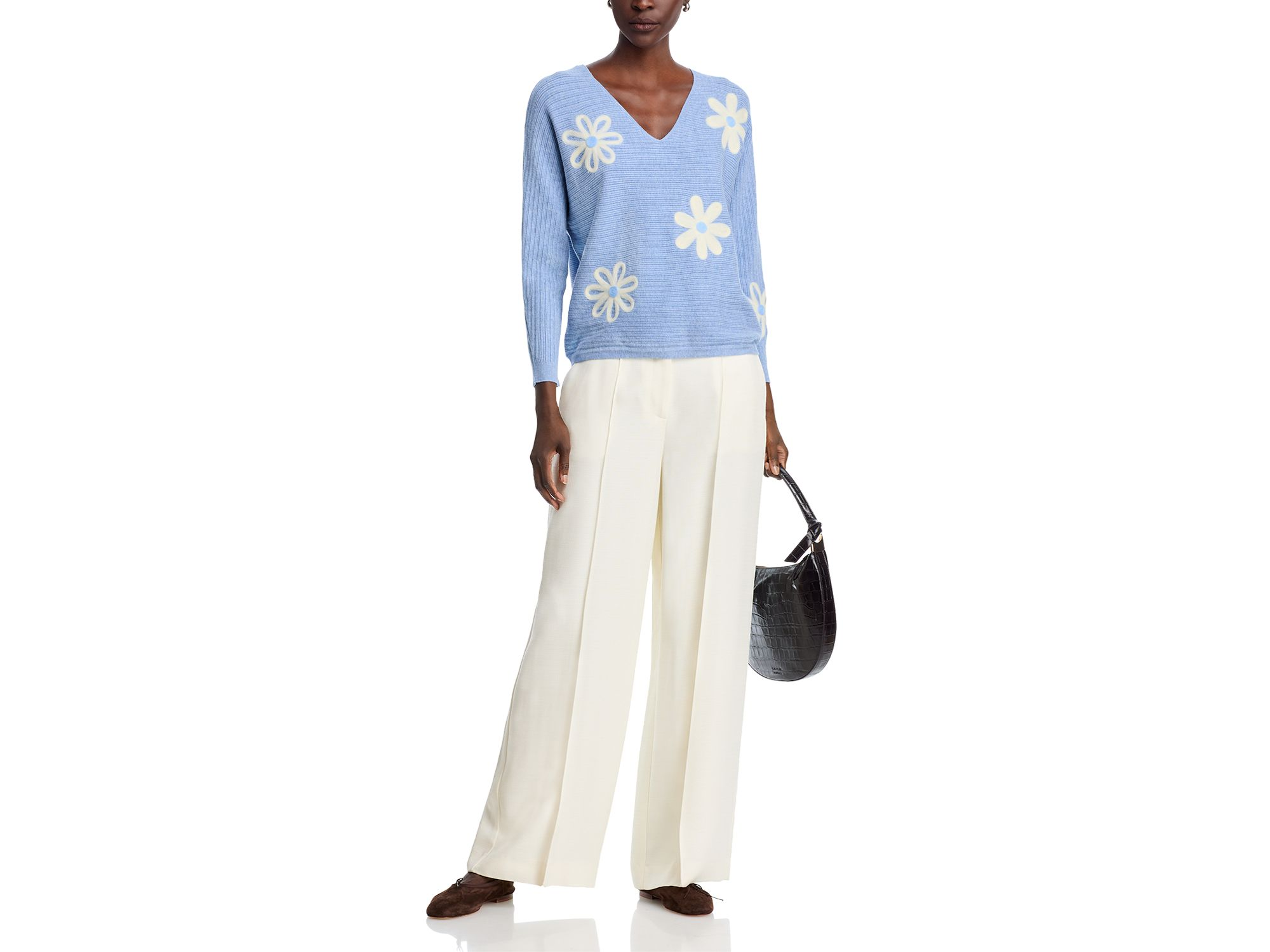 Floral Embroidered Dolman Sweater — Image 4