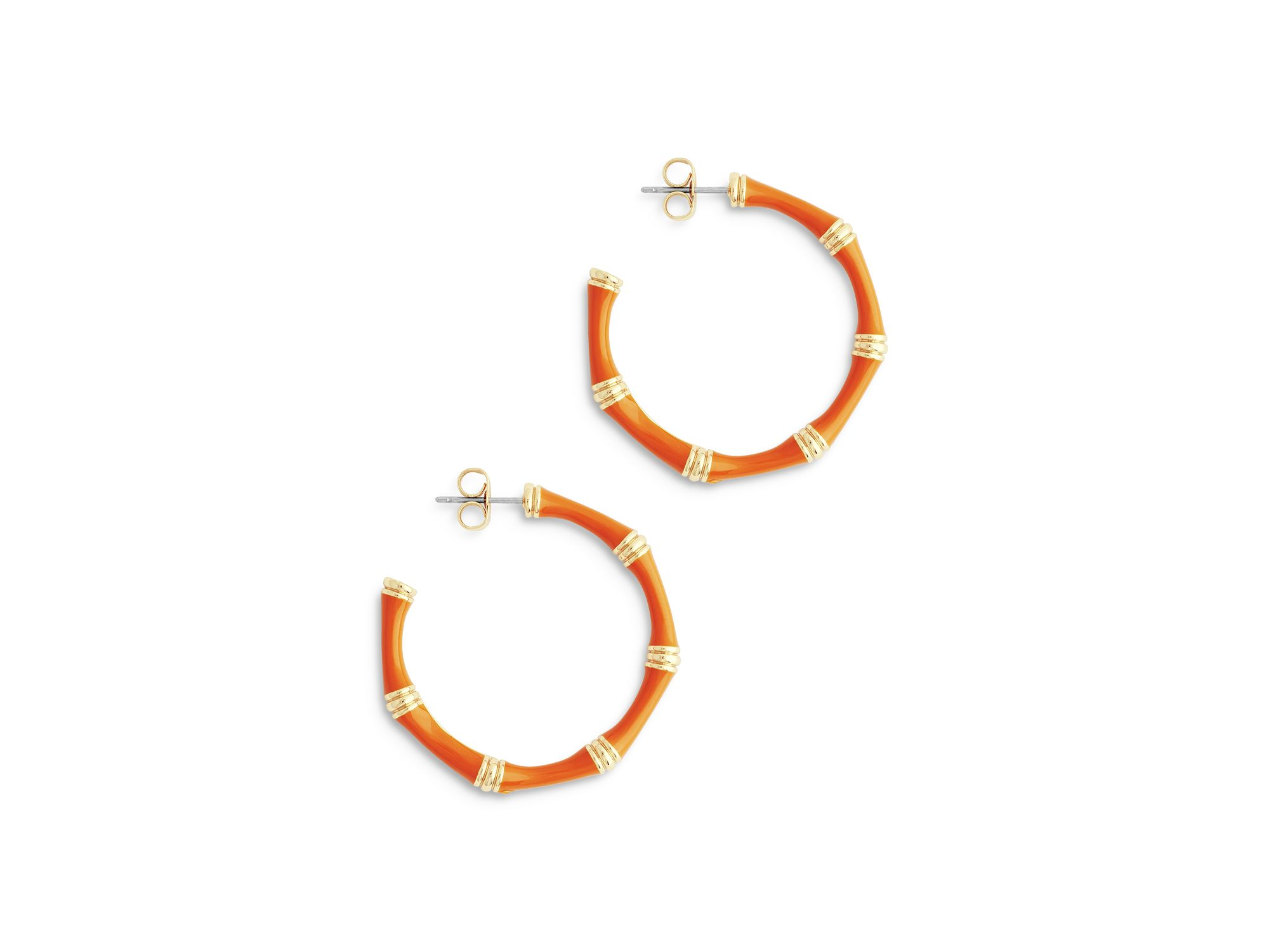 Enamel Bamboo Shaped Hoop Earrings — Image 4