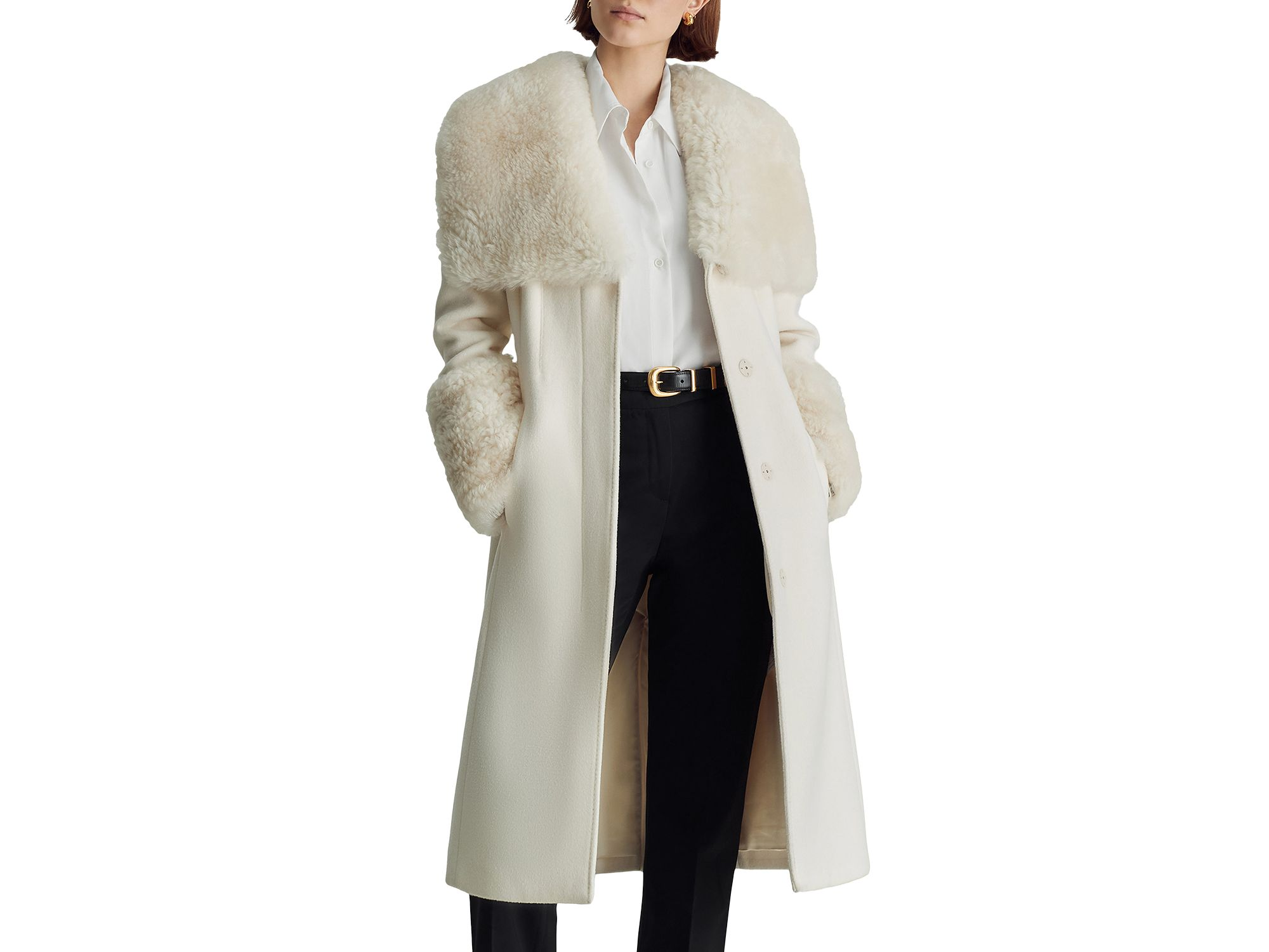 Athena Shearling Trim Coat — Image 5