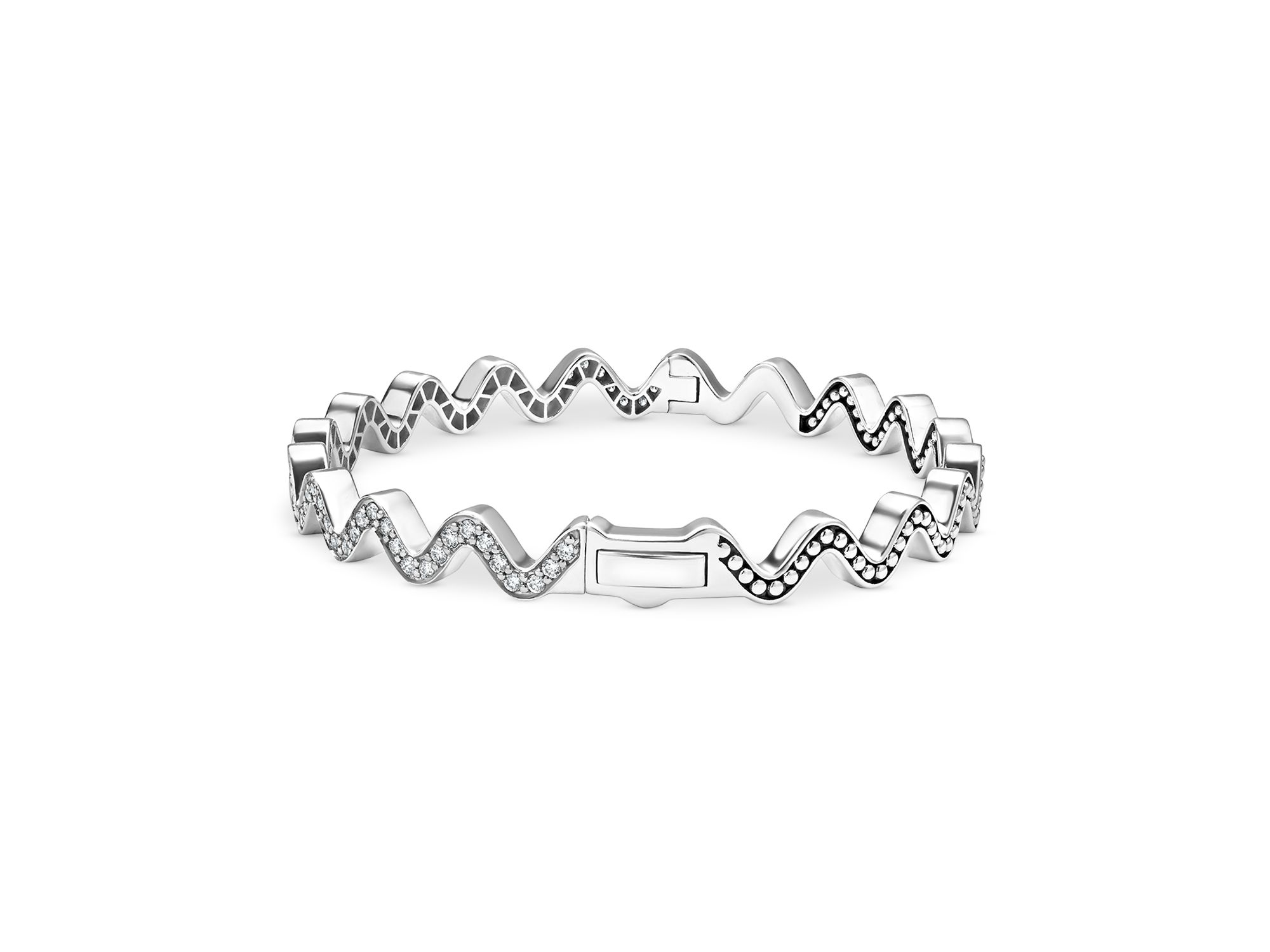 Sterling Caviar Spark Diamond Wavy Bangle Bracelet Collection — Image 4
