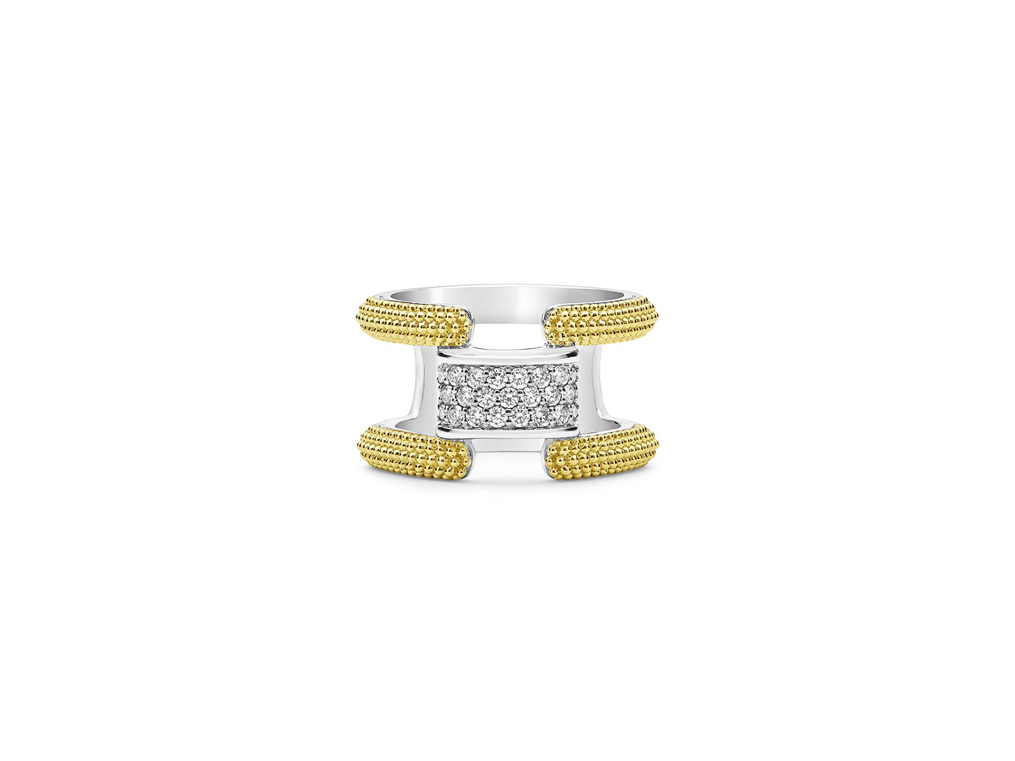 18K Yellow Gold & Sterling Caviar Lux Clip Diamond Pavé Bangle Bracelet - Exclusive — Image 3