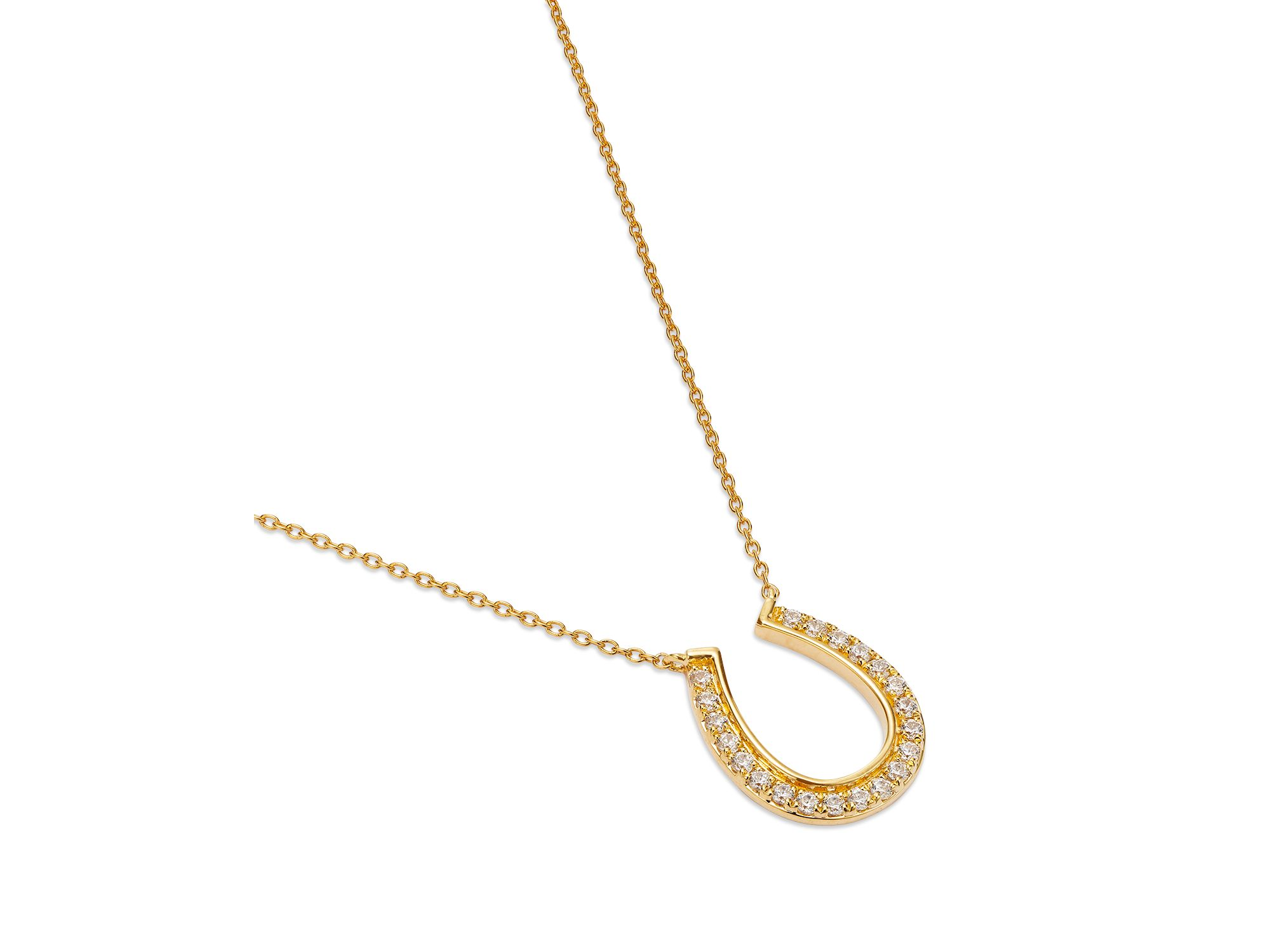 Diamond Horseshoe Pendant Necklace in 14K Yellow Gold, 0.25 tcw — Image 3