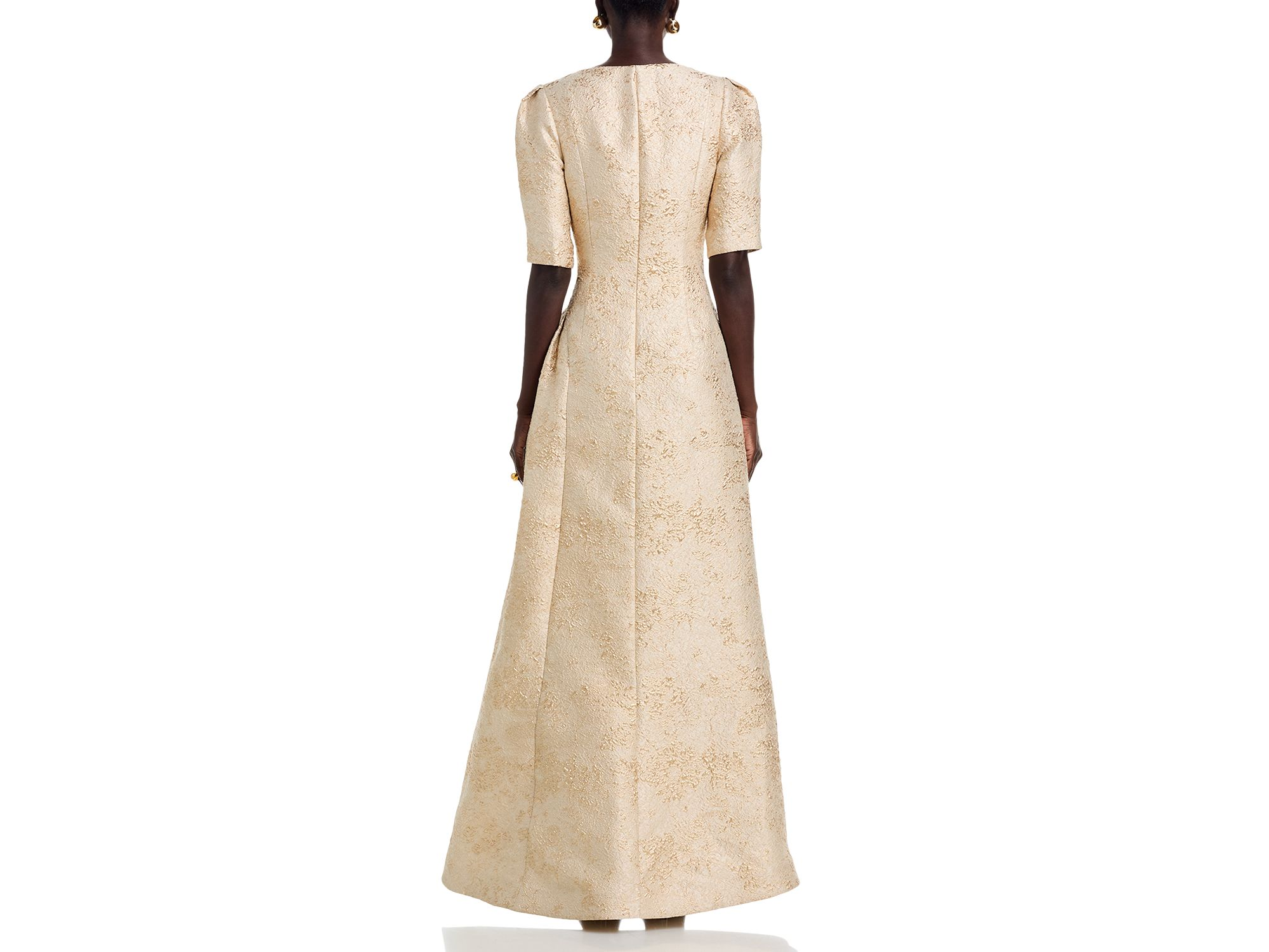 Metallic Jacquard Short Sleeve Gown — Image 4