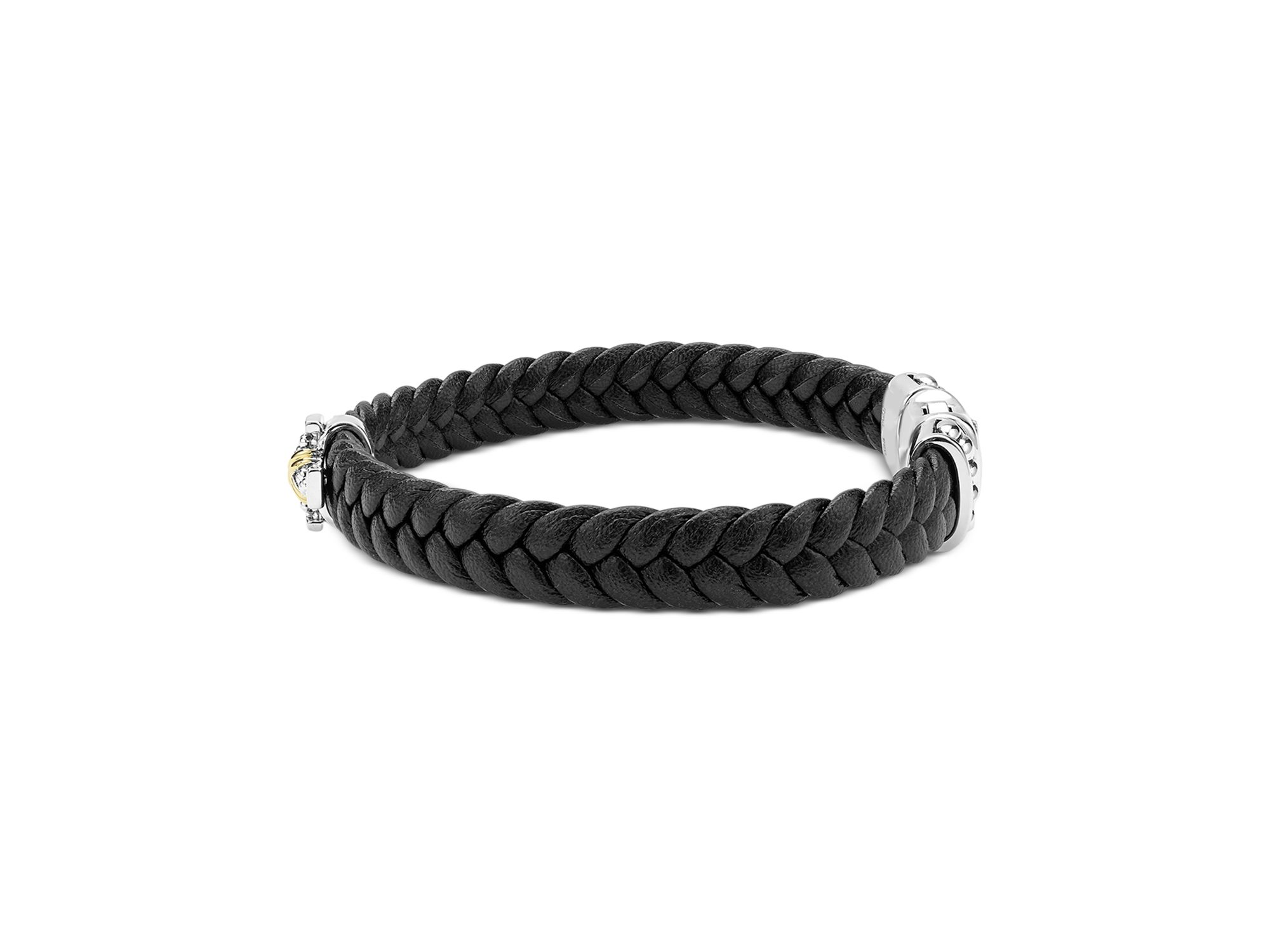 Men's 18K Yellow Gold & Sterling Anthem Cross Braided Faux Faux Leather Bracelet — Image 5