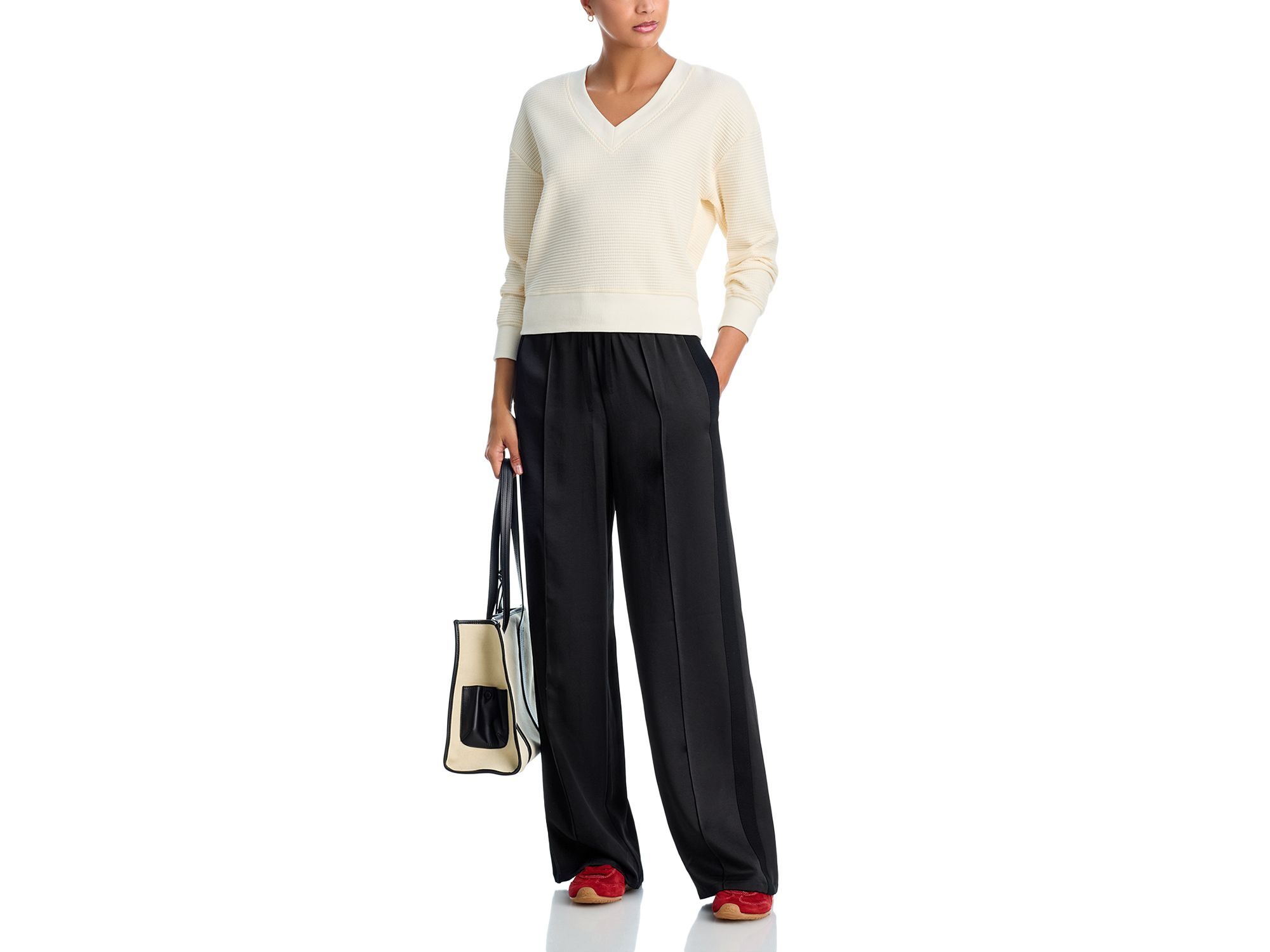 V Neck Waffle Knit Top - Exclusive — Image 4