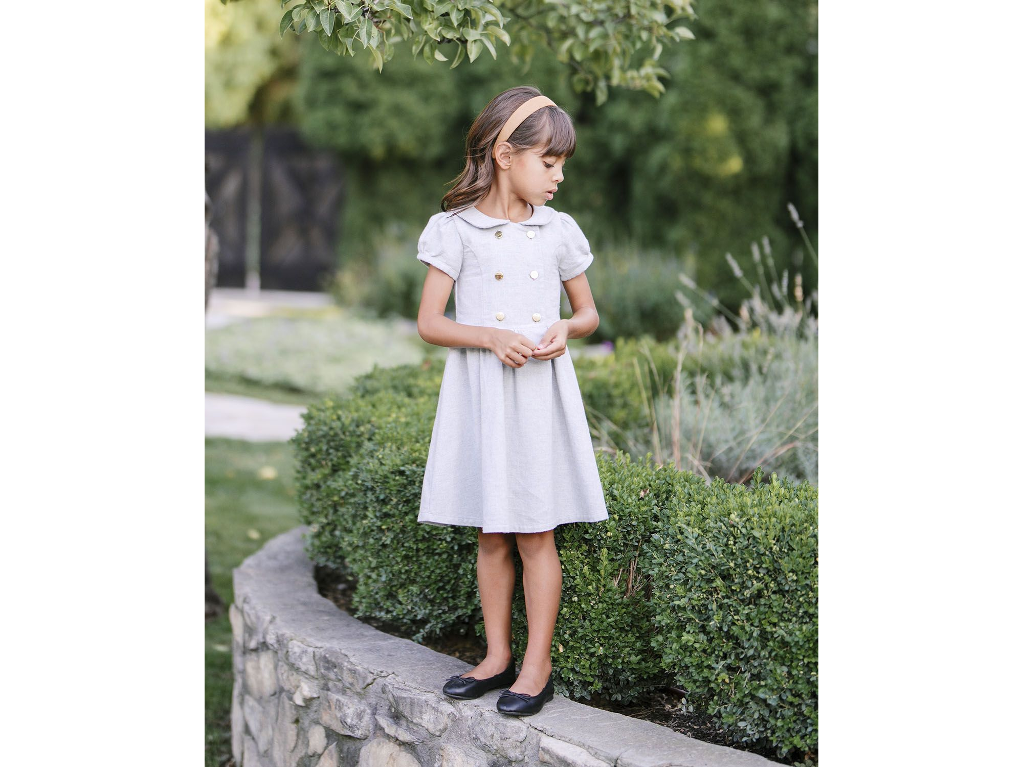 Girls' Organic Double Breasted Flannel Dress with Collar - Little Kid, Big Kid — Image 7