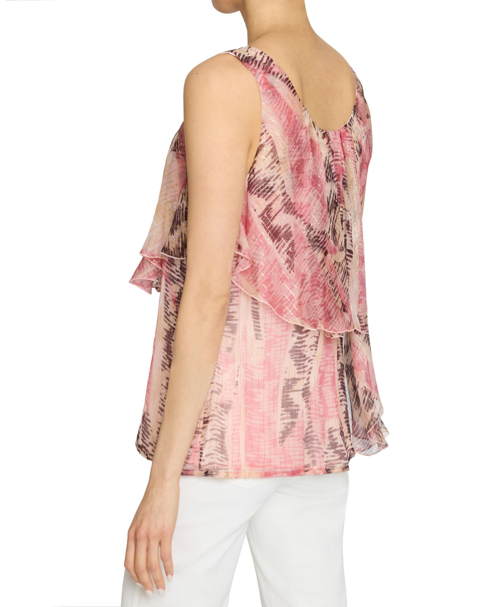 BONNIE Sleeveless Ruffled Top in Printed Silk Chiffon — Image 4