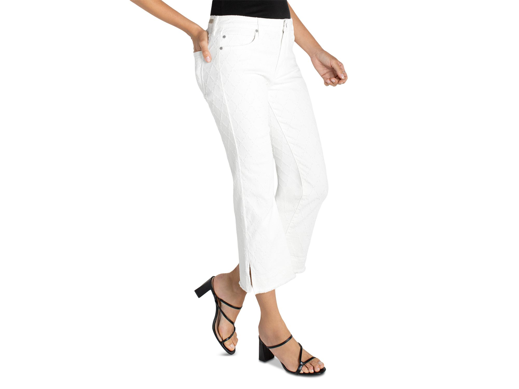 Hannah High Rise Crop Flare Jeans in White Diamond — Image 5