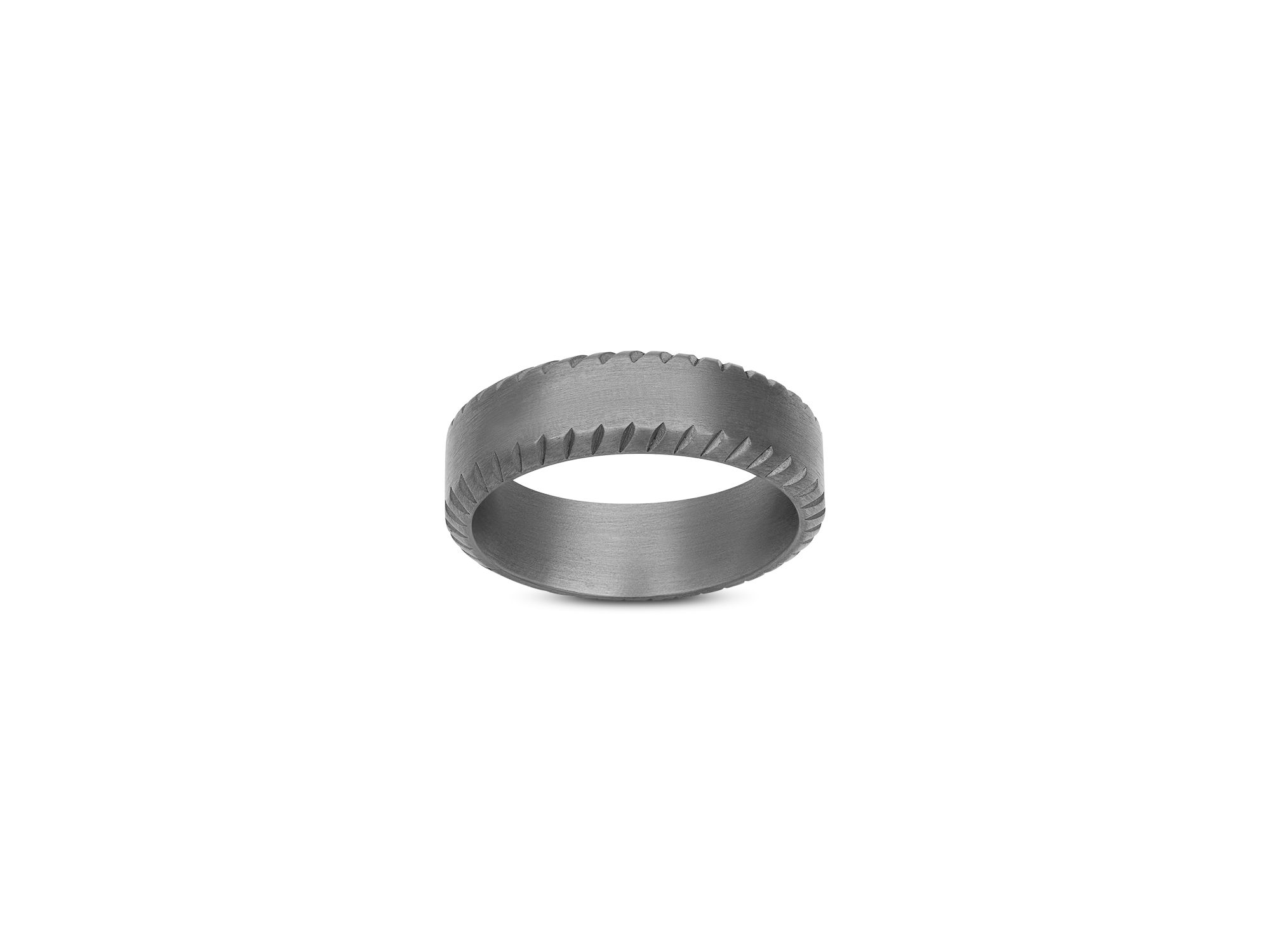 Men's Ring with a Bezel Coin Edge in Gray Tantalum — Image 3