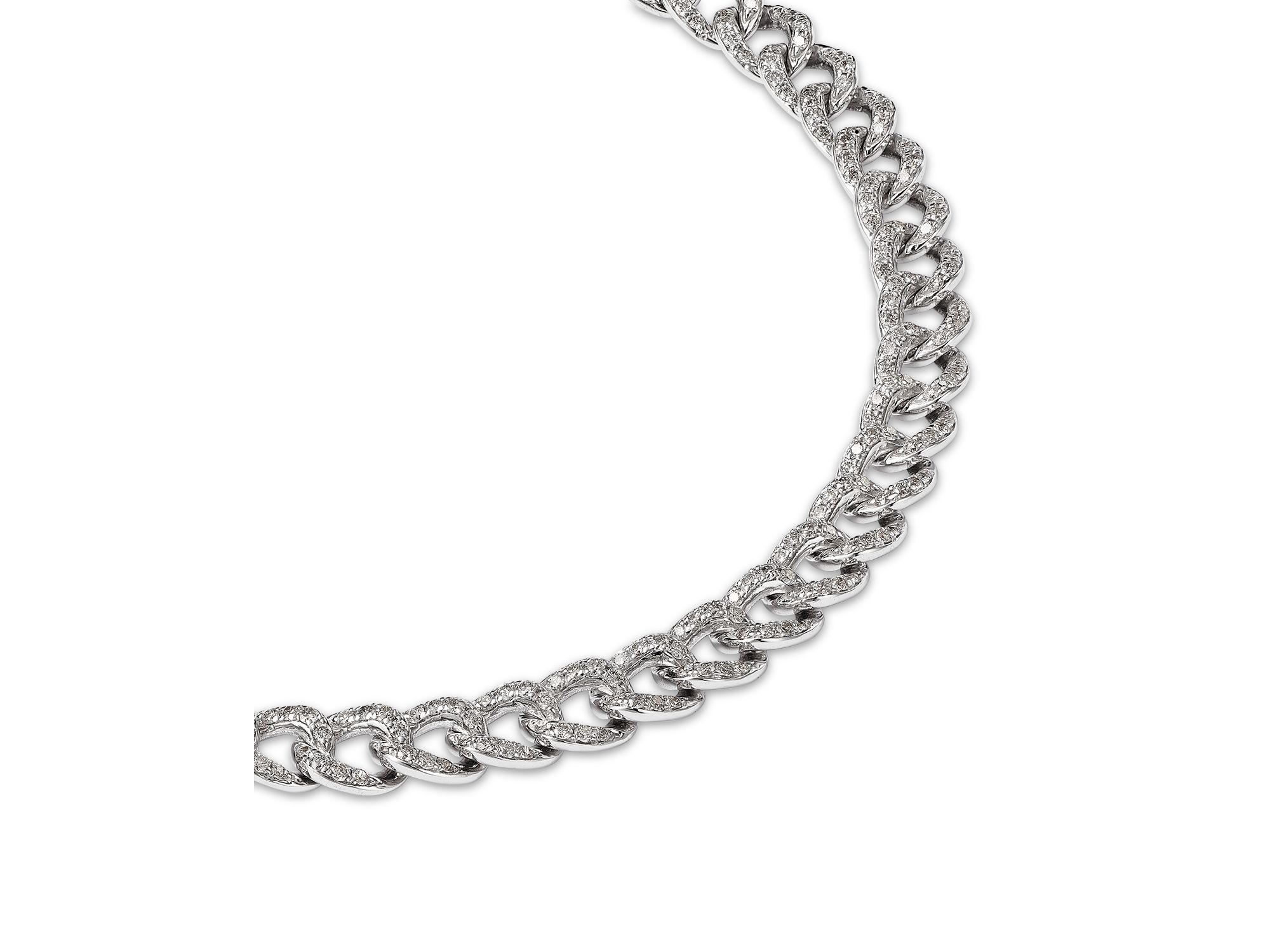 Pave Diamond Chain Link Bracelet in 14K White Gold, 1.50 tcw — Image 3