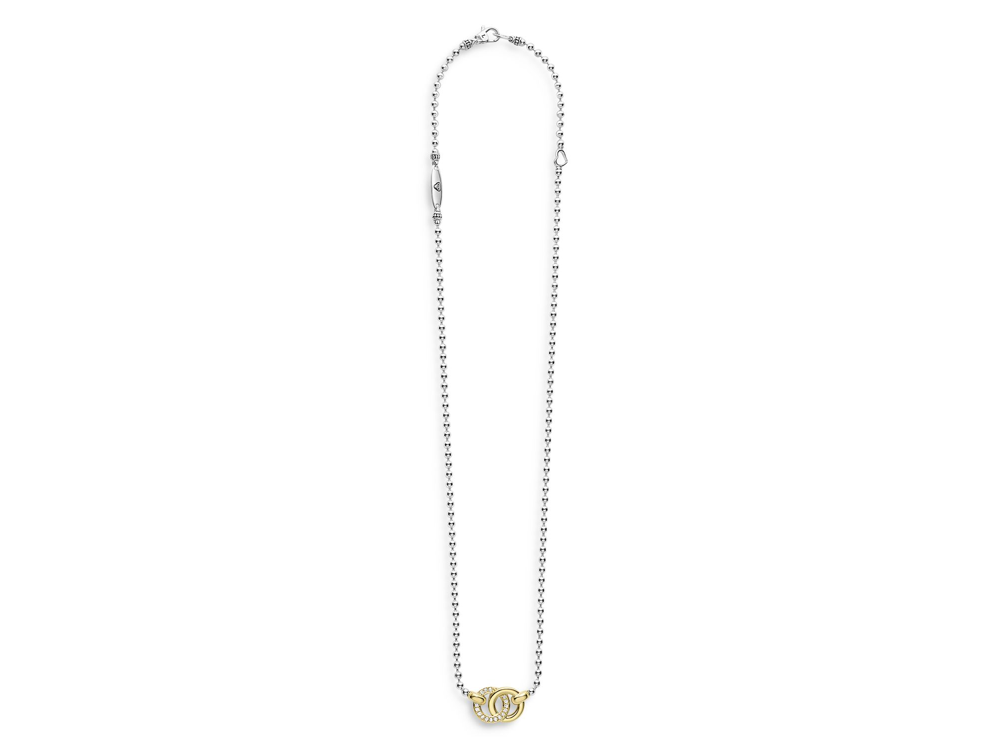 18K Yellow Gold & Sterling Silver Signature Caviar Diamond Interlocking Pendant Necklace, 16-18" — Image 4