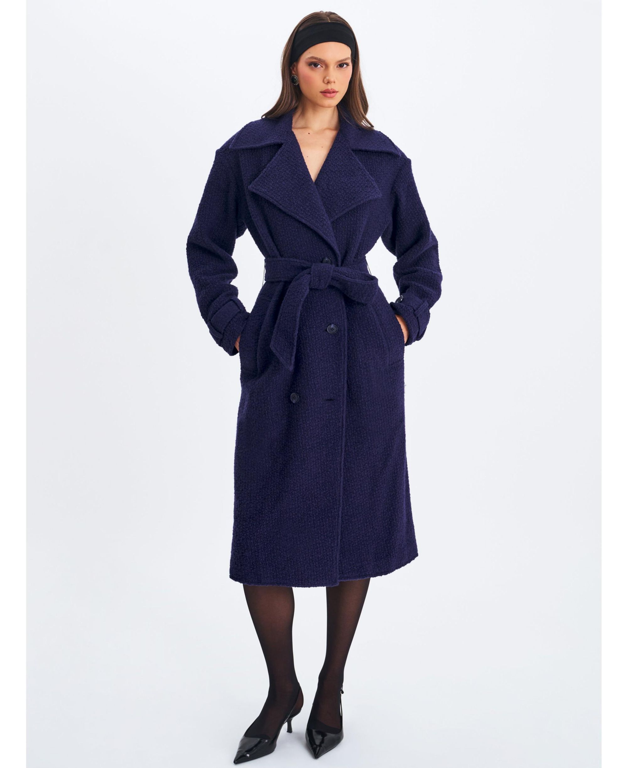 Jaelyn Wool Blend Double-Breasted Belted Coat — Image 9
