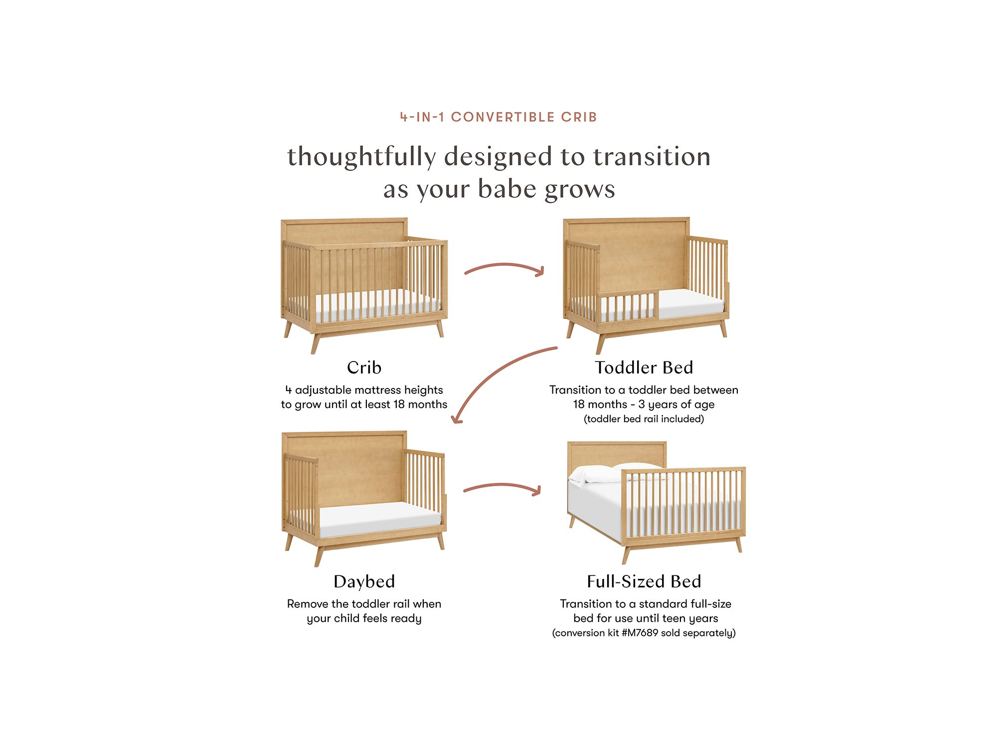 Palma 4-in-1 Convertible Crib with Toddler Bed Conversion Kit — Image 3