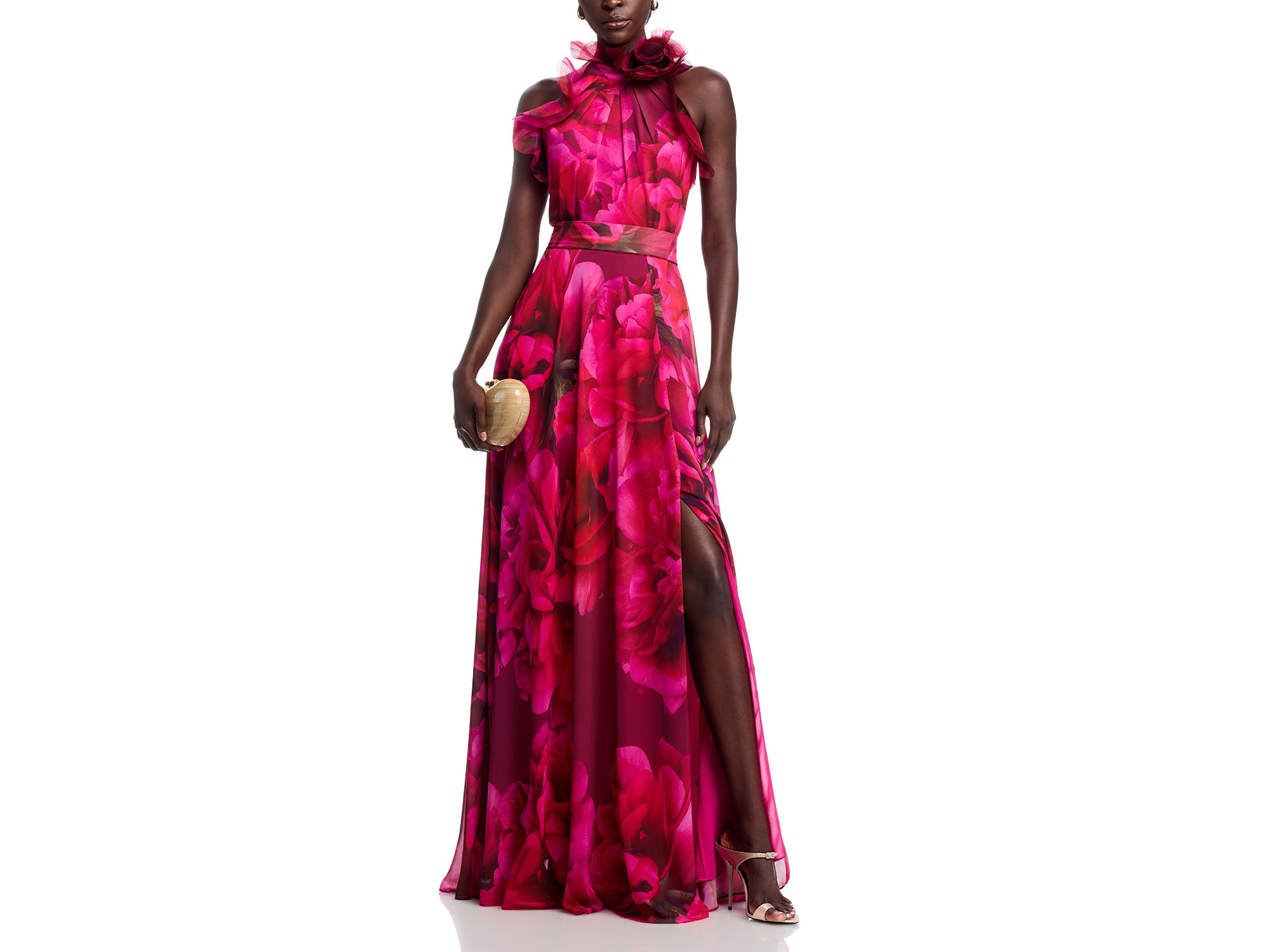 Floral Organza Halter Gown — Image 3
