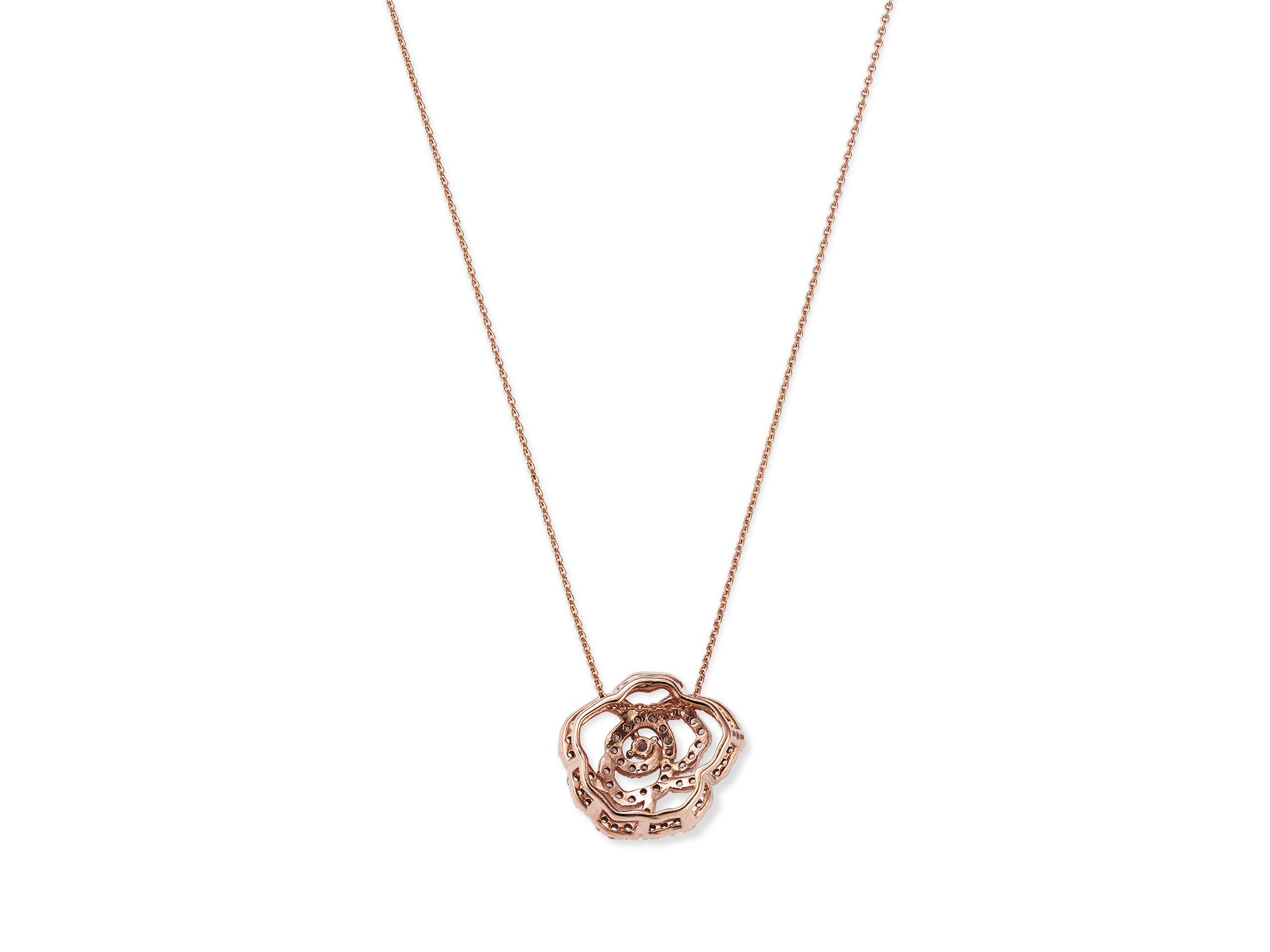 Diamond Rose Flower Pendant Necklace in 14K Rose Gold, 0.30 tcw — Image 4