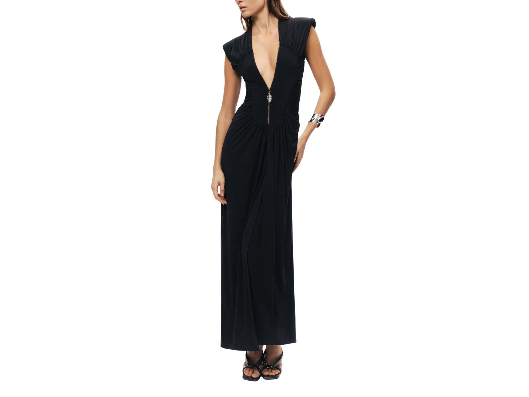 Ruched Deep V-Neck Maxi Dress — Image 4