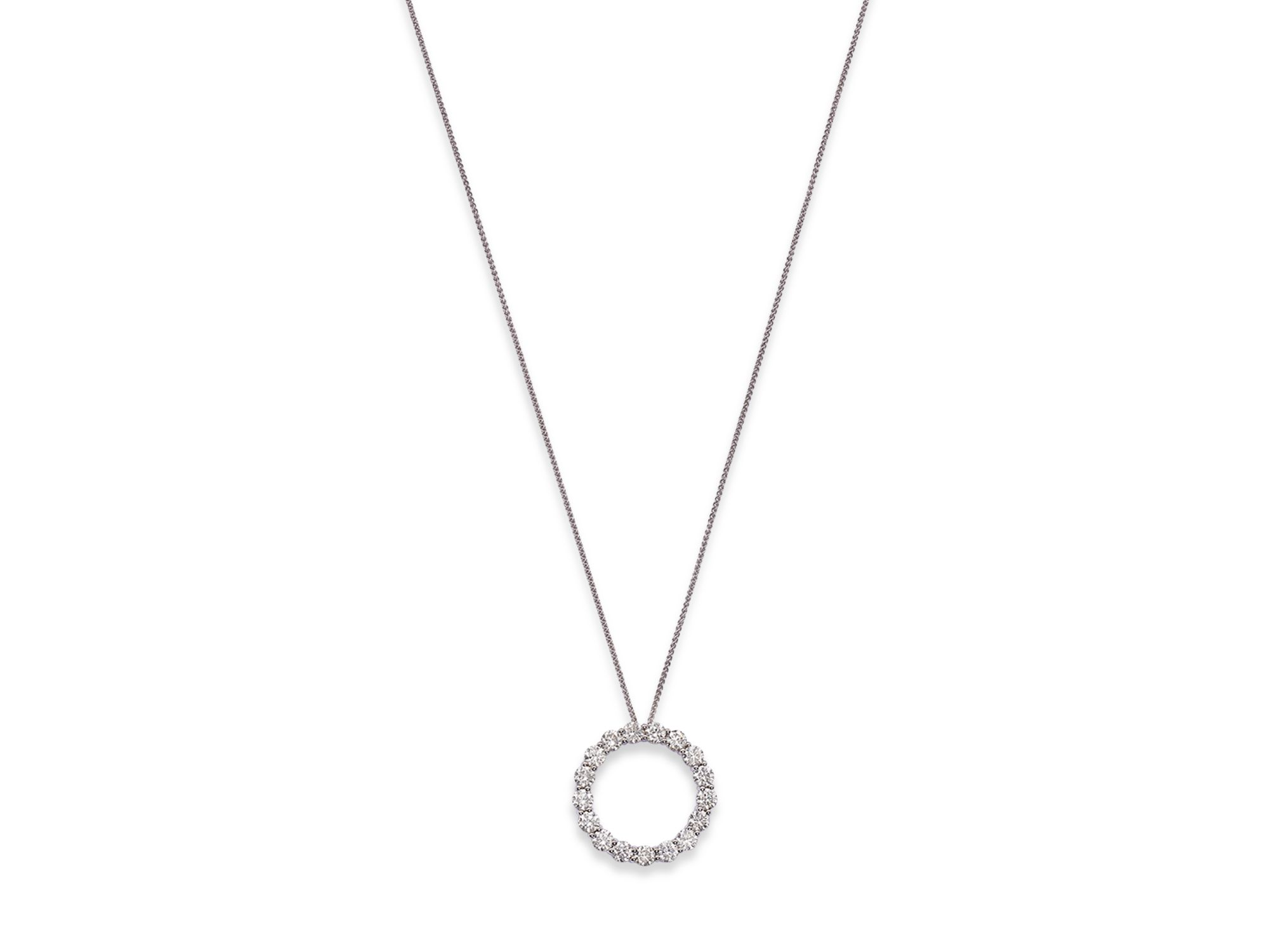 Diamond Circle Pendant in 14K White Gold, 3.0 tcw — Image 3