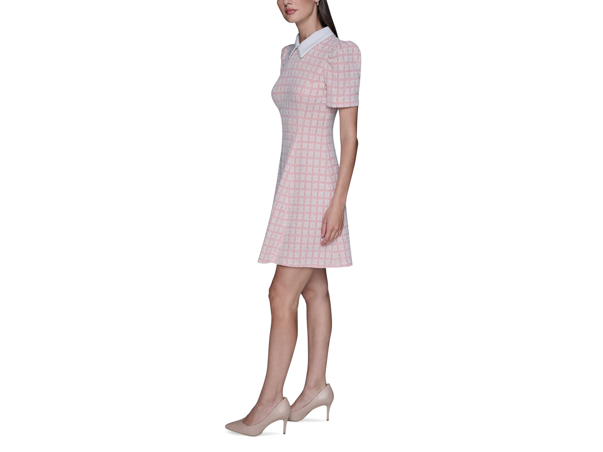 Short Puff Sleeve Tweed Dress — Image 5