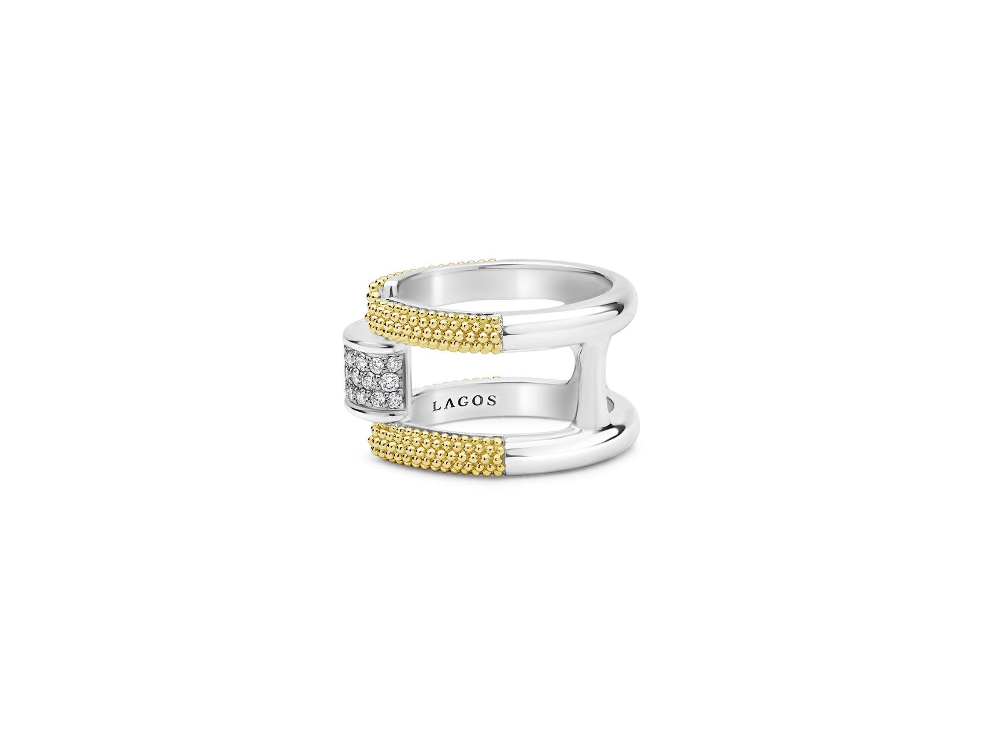 18K Yellow Gold & Sterling Caviar Lux Clip Diamond Pavé Bangle Bracelet - Exclusive — Image 4