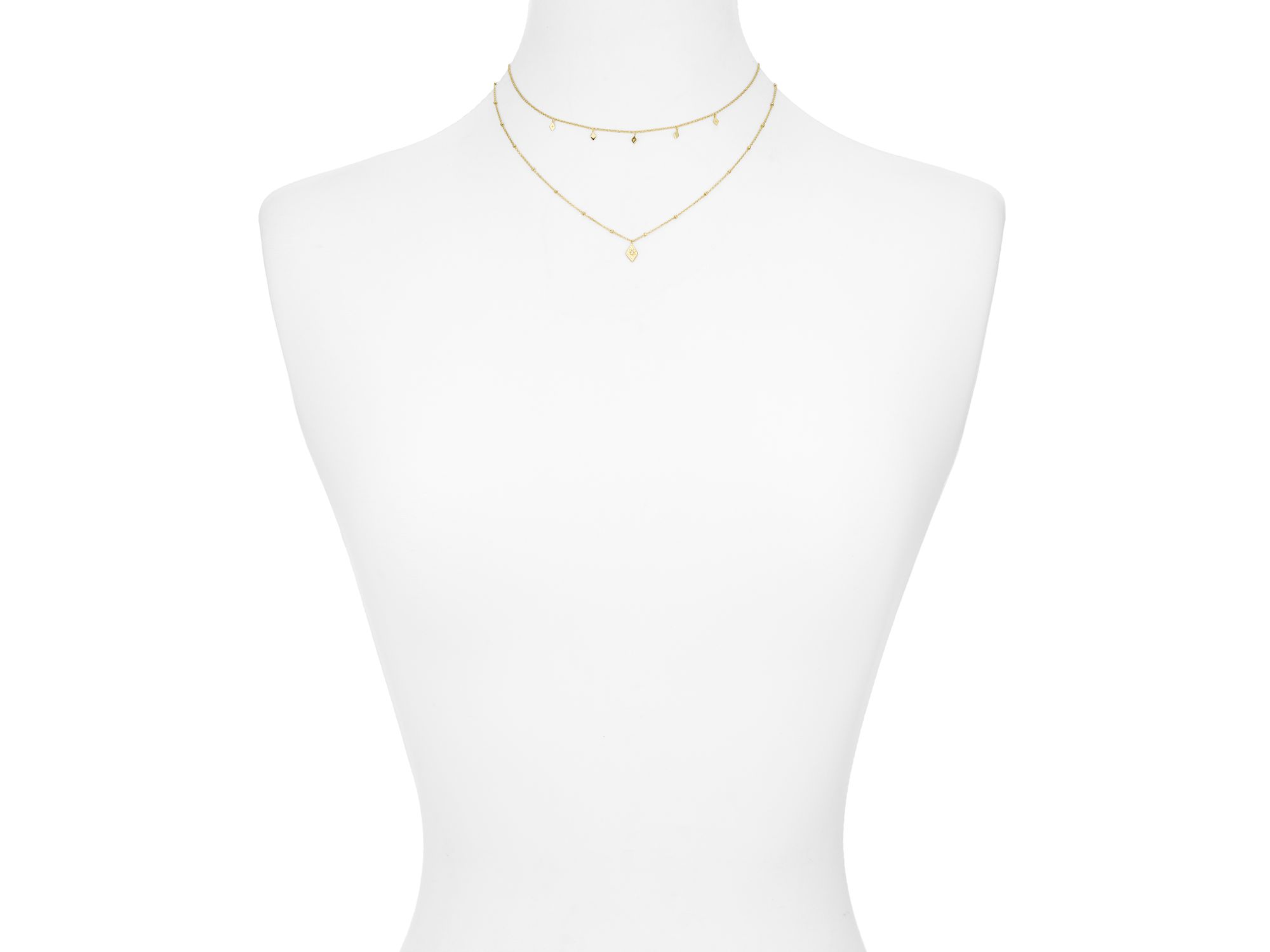 Layered Pendant Necklace in 14K Gold-Plated Sterling Silver, 14"-16" — Image 3
