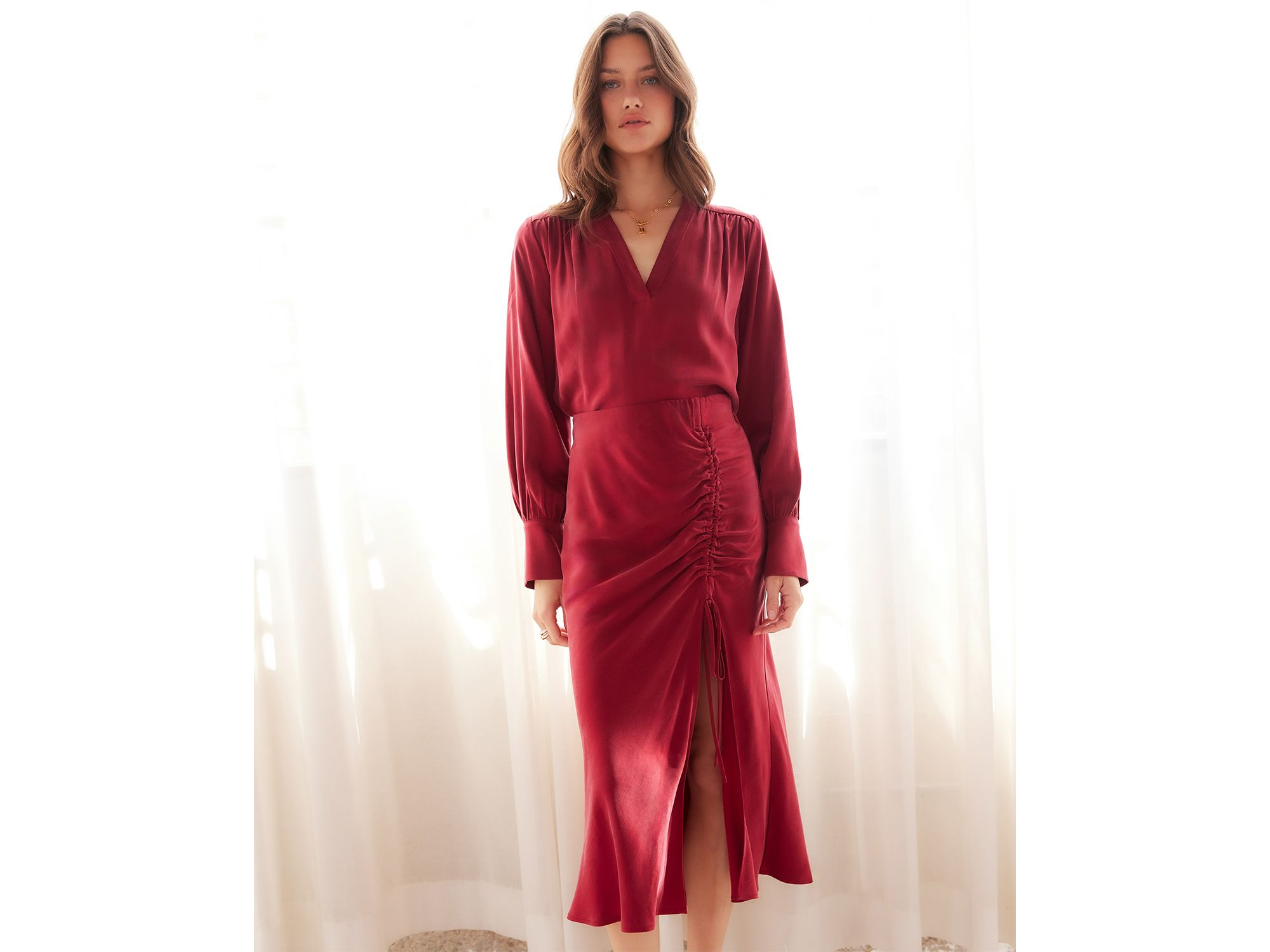 Fiona Shirred Midi Skirt — Image 3