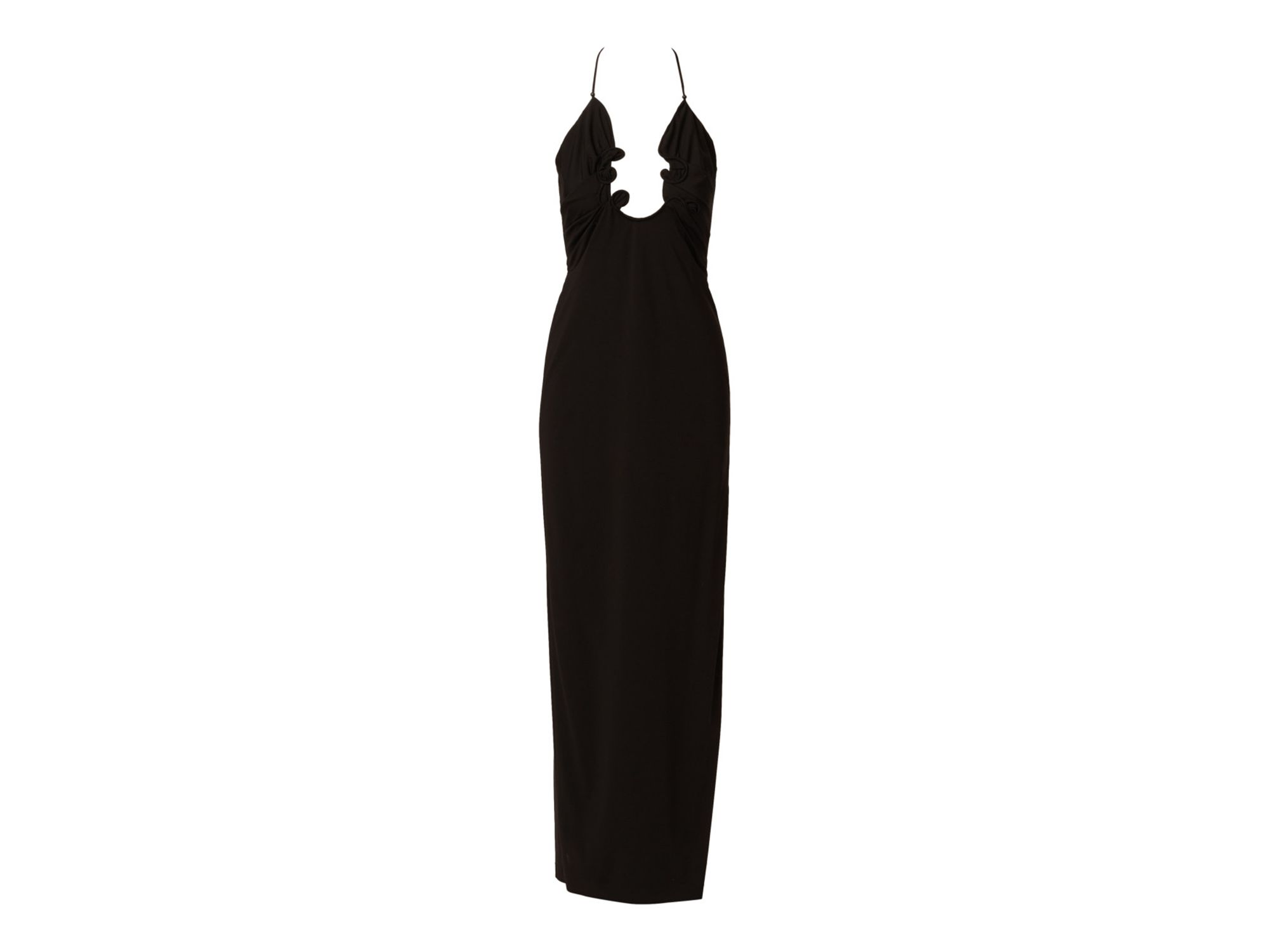 Jersey Knit Plunge Neck Long Dress — Image 6