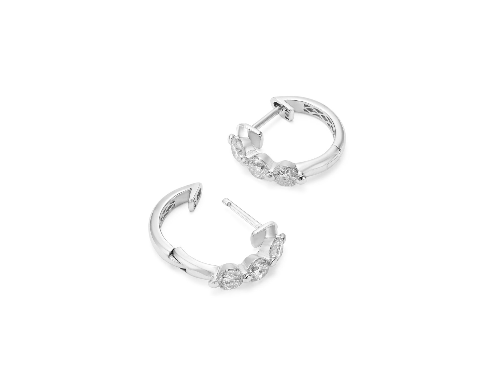 Diamond Hoop Earrings in 14K White Gold, 0.5-1.5 tcw — Image 11