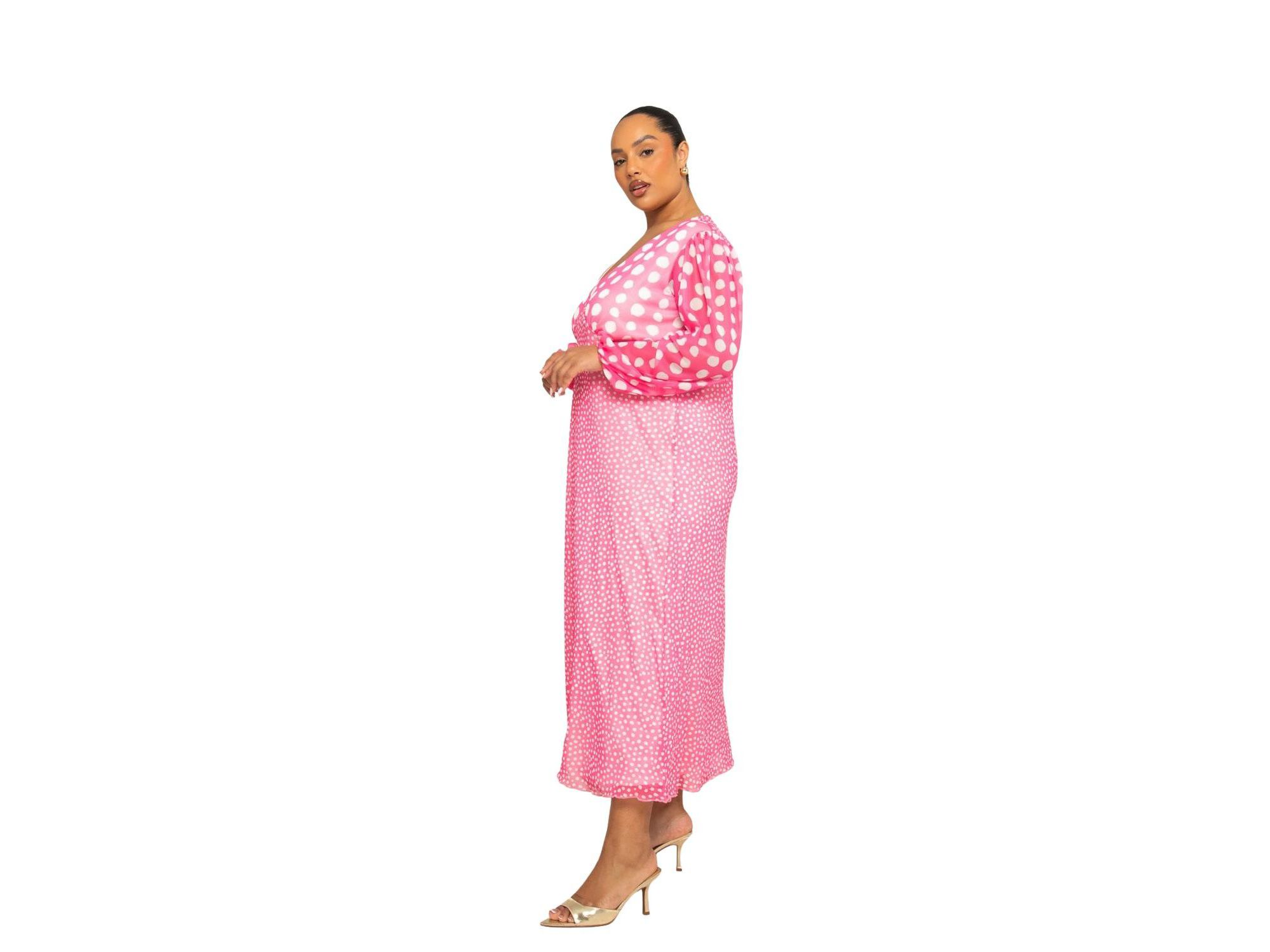 Long Sleeved Polka Dot Midi Dress — Image 4